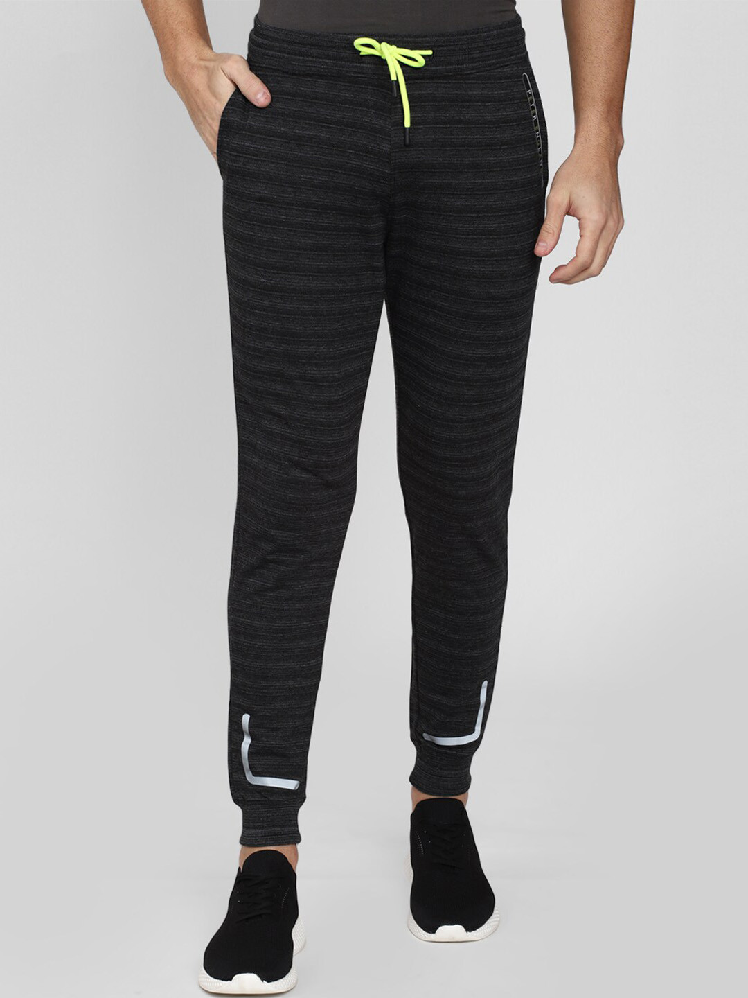 

Peter England Men Black Striped Joggers