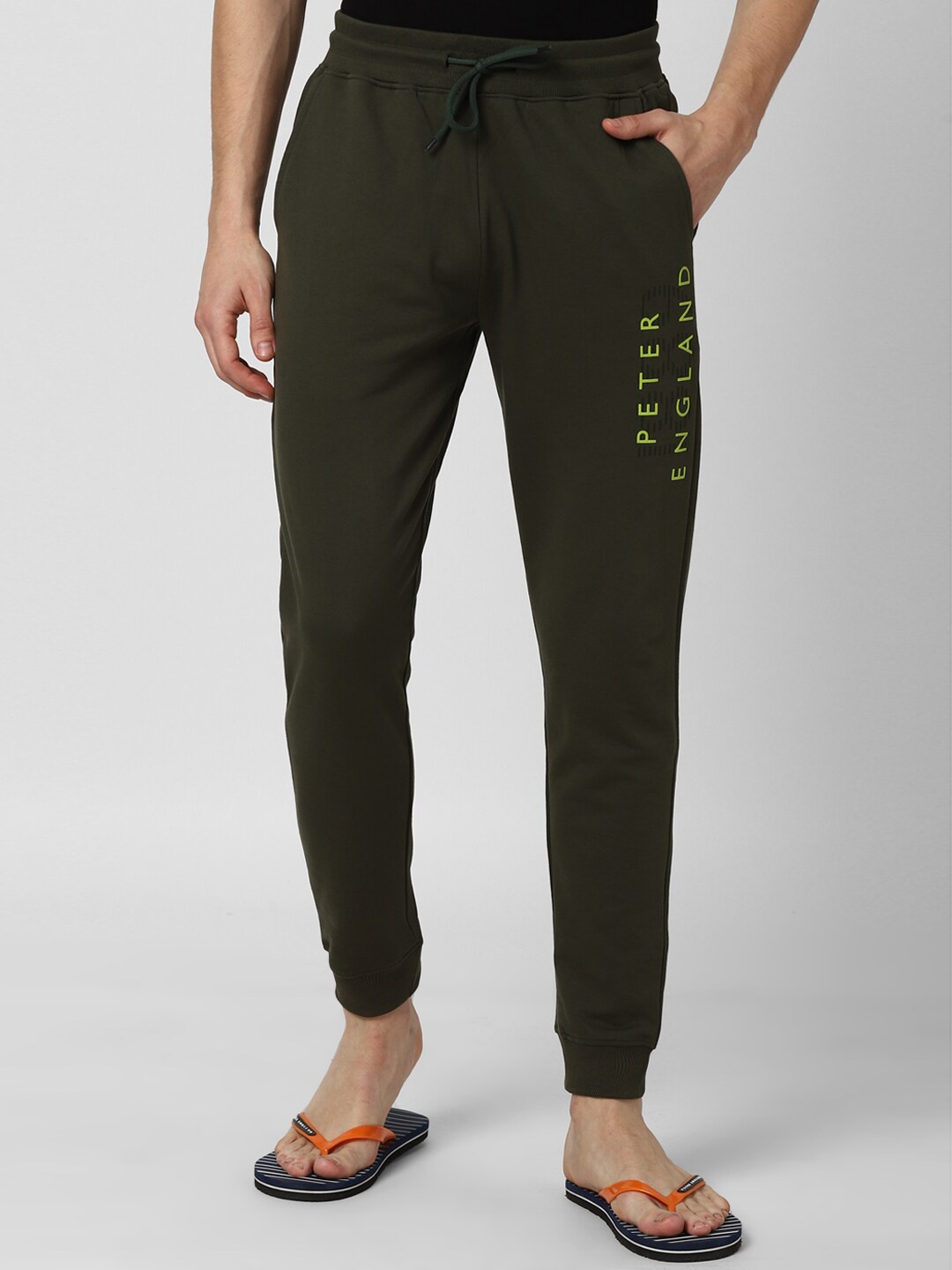 

Peter England Casuals Men Olive-Green Solid Lounge Pants