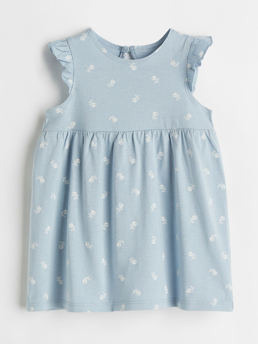 

H&M Girls Blue Printed Flounce Trimmed Jersey Dress