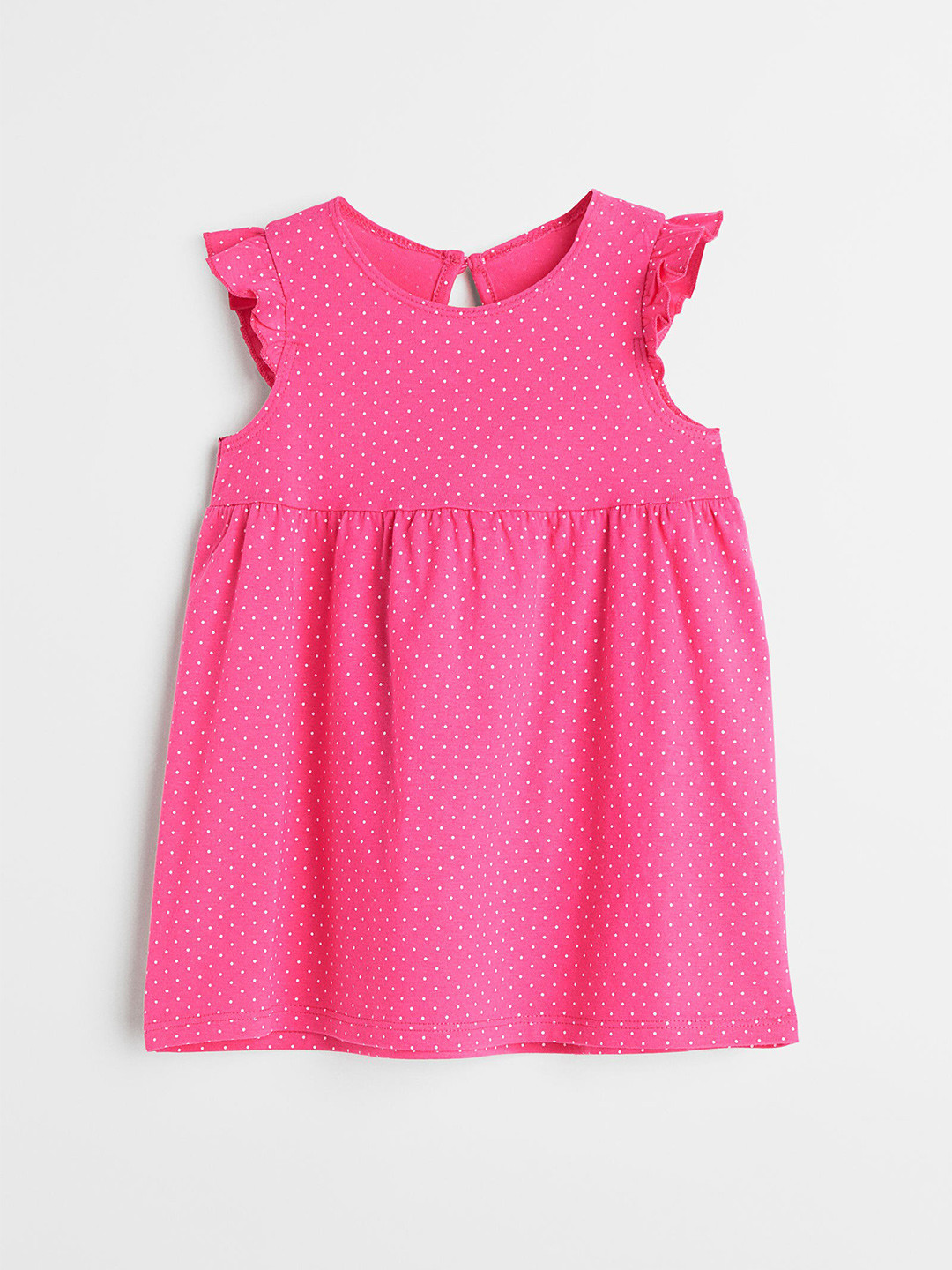 

H&M Girls Pink & White Printed Cotton Flounce-Trimmed Jersey Dress