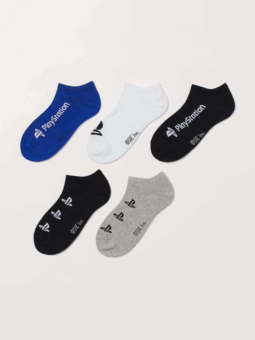 

H&M Boys Set Of 5 Printed Ankle-Length Socks, White