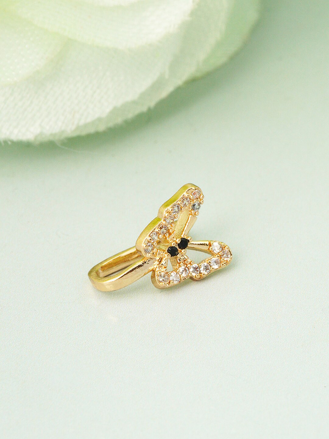 

Ferosh Gold Toned Crystal Stone Studded Butterfly Nose Ring