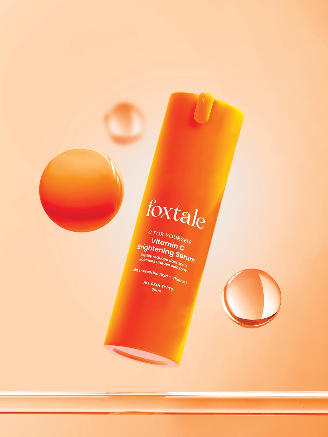 Foxtale Brightening Vitamin C Face Serum with L-Ascorbic Acid & Vitamin E - 30ml, Black