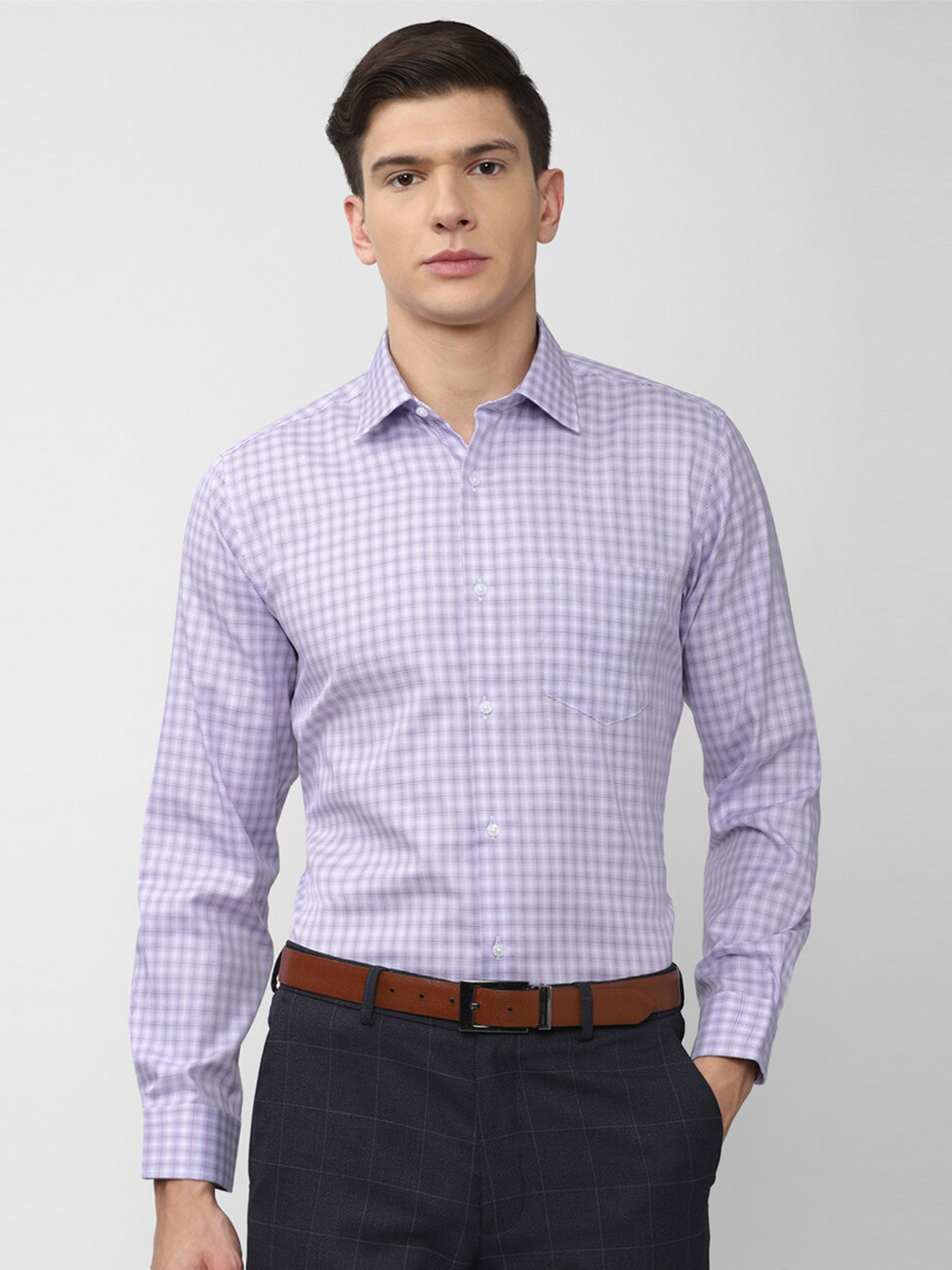 

Van Heusen Men Purple Checked Formal Shirt