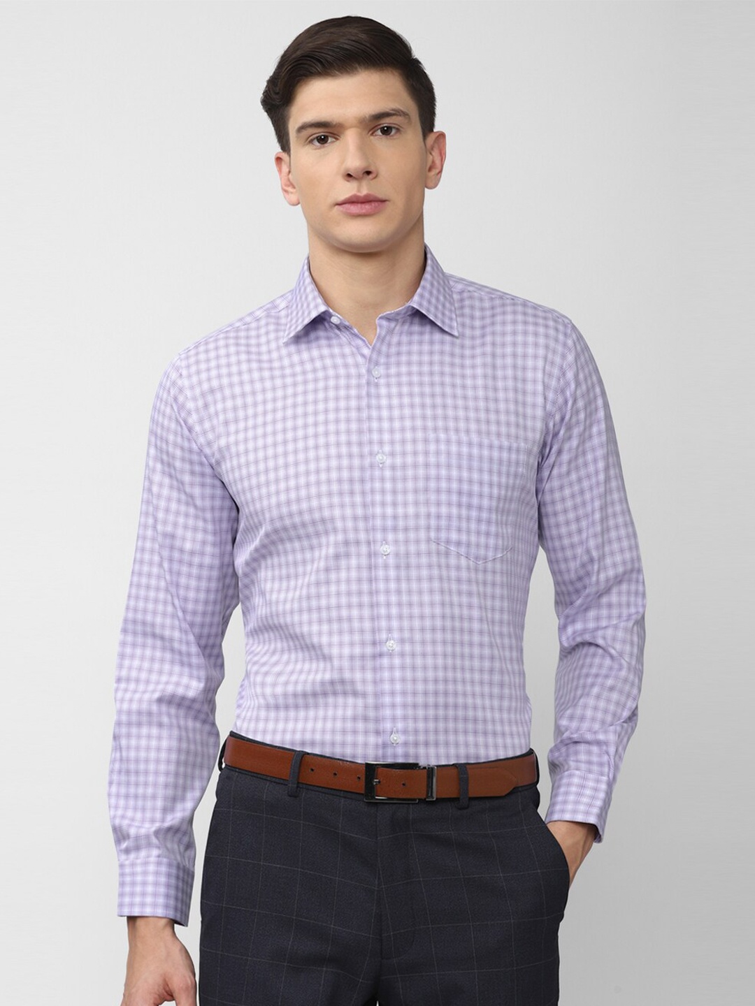 

Van Heusen Men Purple Checked Formal Shirt