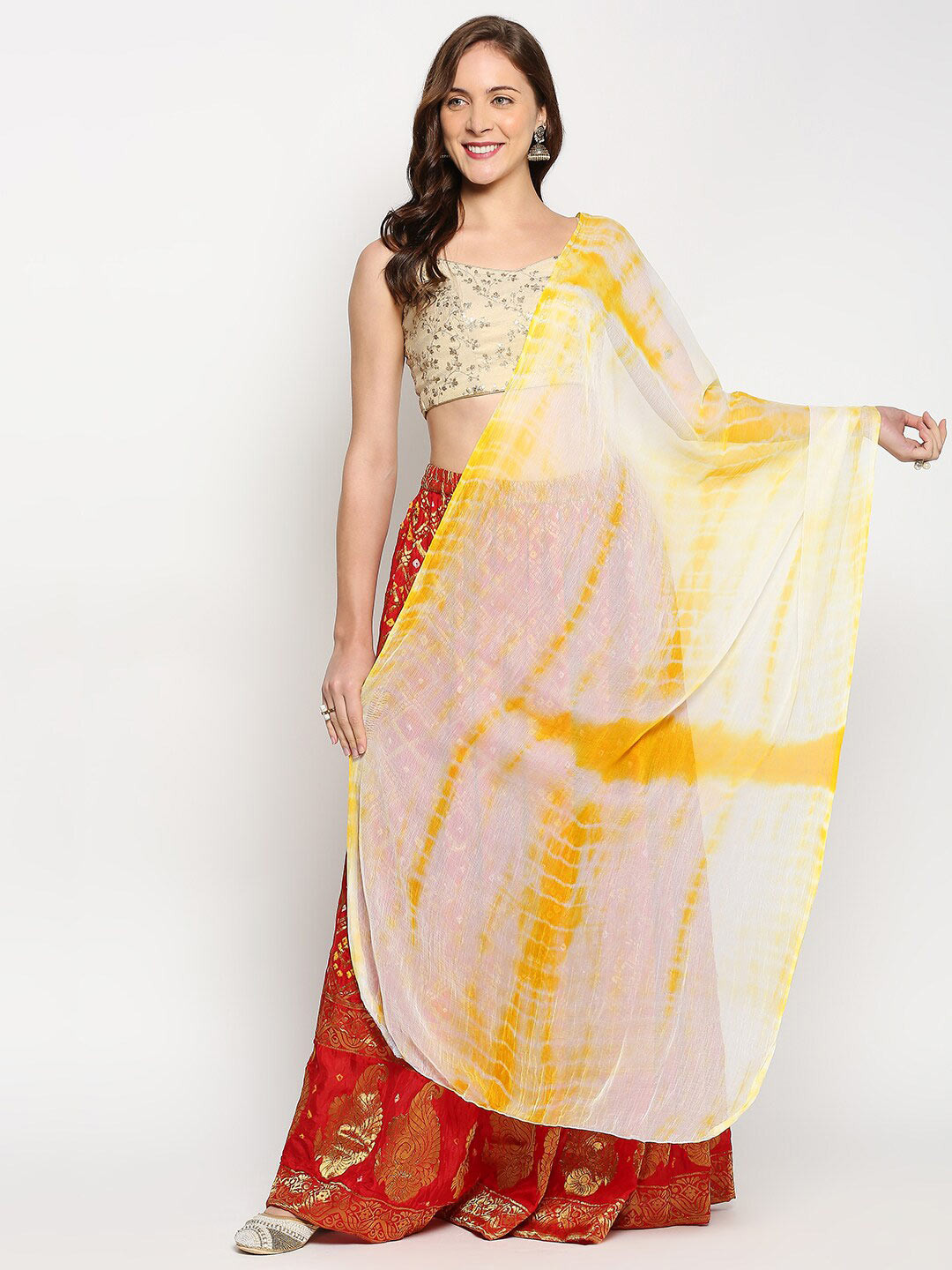 

Dupatta Bazaar Yellow & White Shibori Chiffon Dupatta