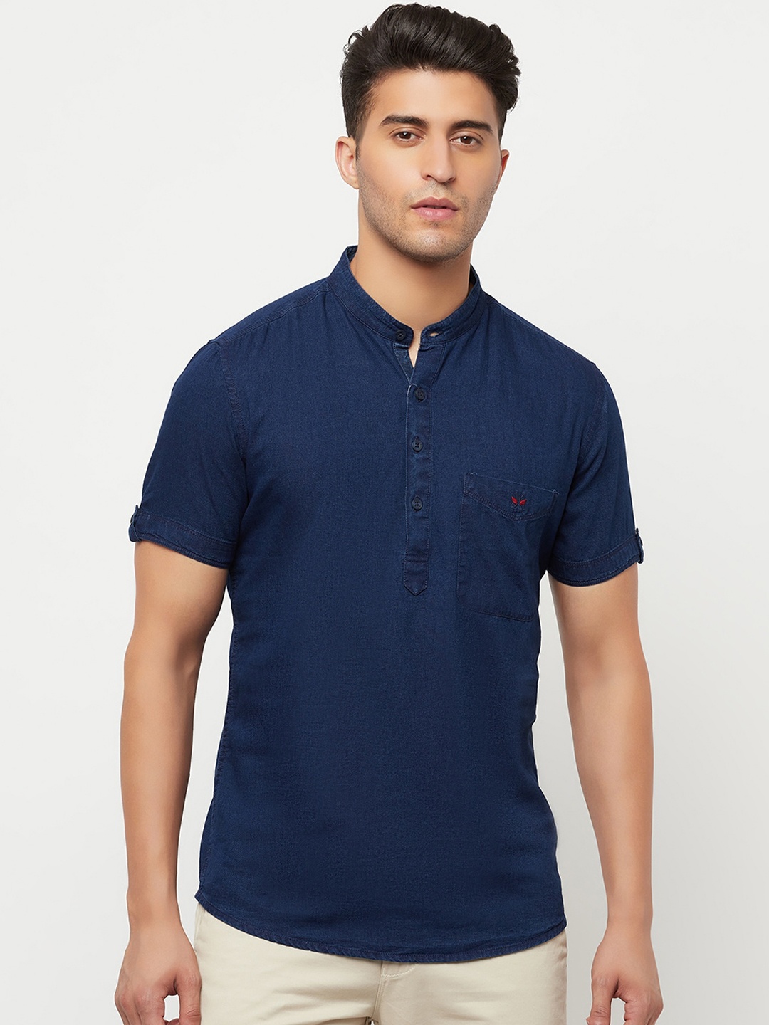 

Crimsoune Club Men Navy Blue Denim Kurta