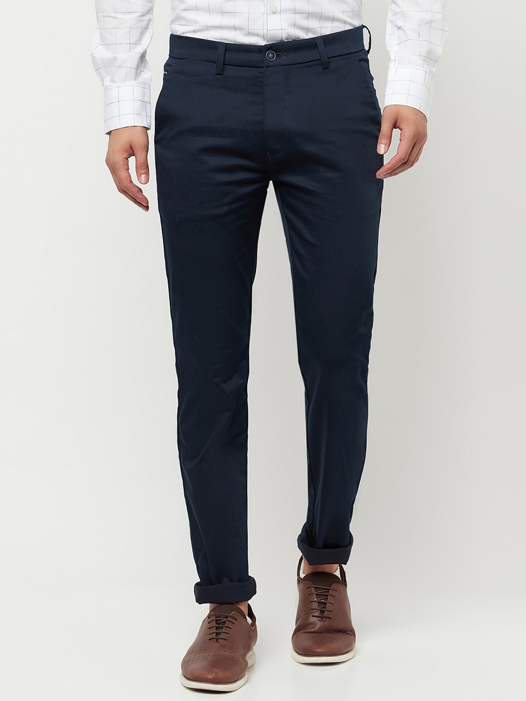 

Crimsoune Club Men Navy Blue Urban Slim Fit Trousers