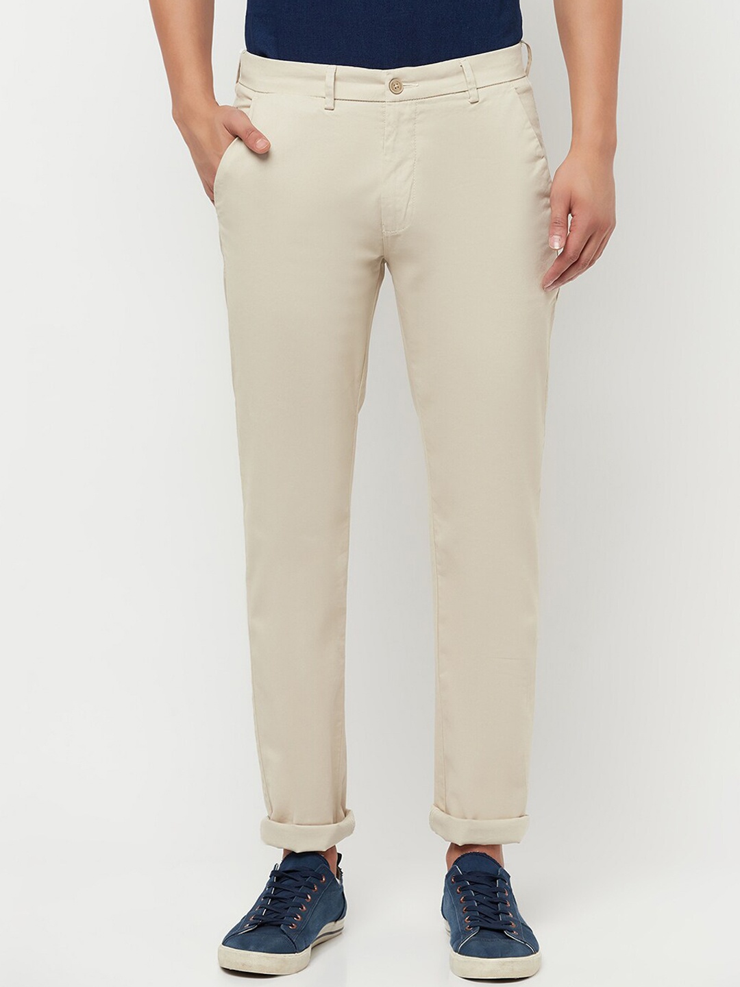 

Crimsoune Club Men Cream-Coloured Urban Slim Fit Trousers