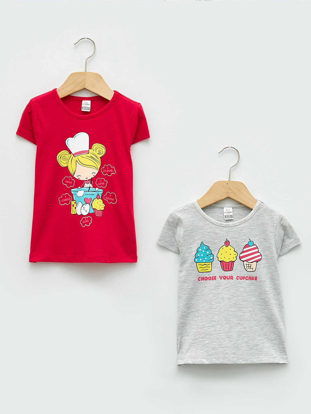 

LC Waikiki Girls Pack of 2 Pure Cotton Printed T-shirts, Pink