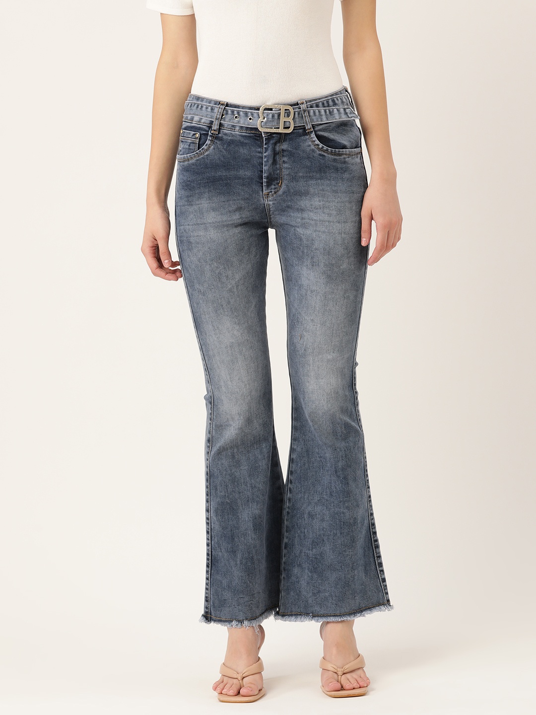 

BROOWL Women Blue Pure Cotton Bootilicious Bootcut Light Fade Jeans