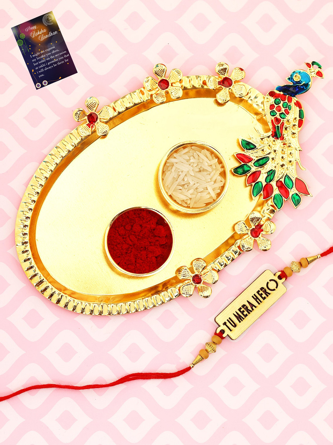 

Silver Shine Red & Gold-Toned Rakhi
