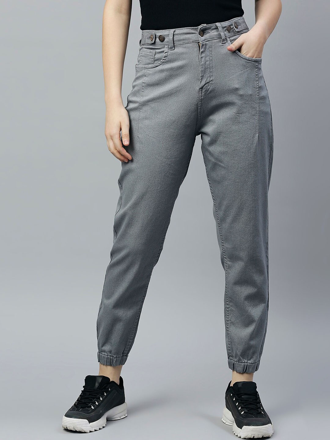 

High Star Women Grey Jogger High-Rise Stretchable Jeans