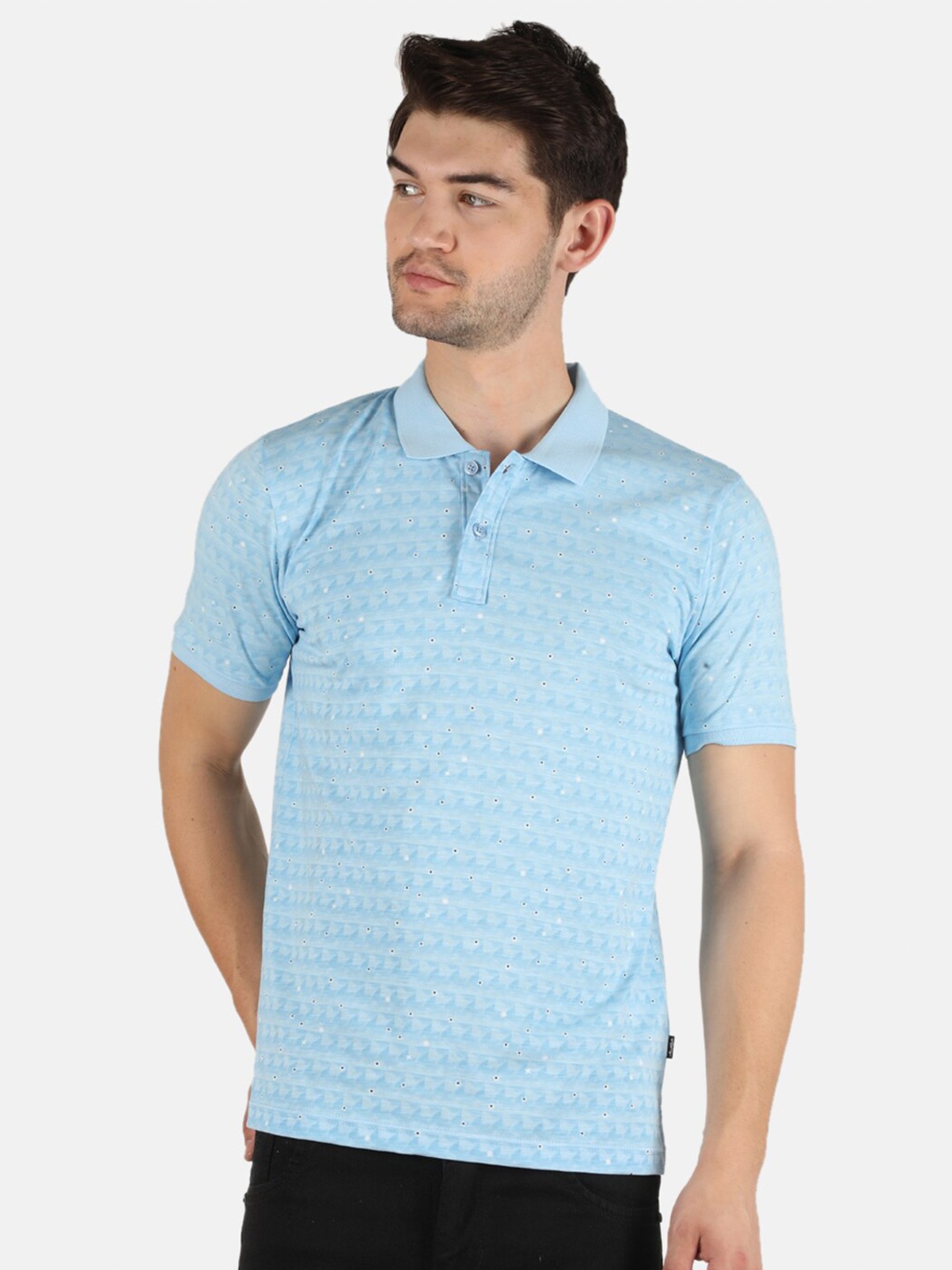 

Monte Carlo Men Blue Polo Collar Slim Fit T-shirt