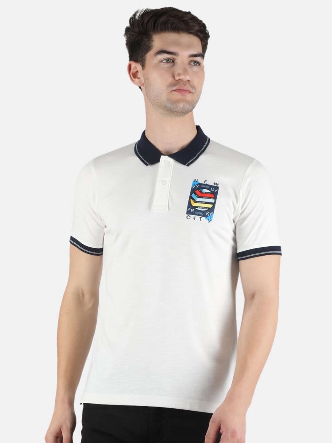 

Monte Carlo Men White Polo Collar T-shirt