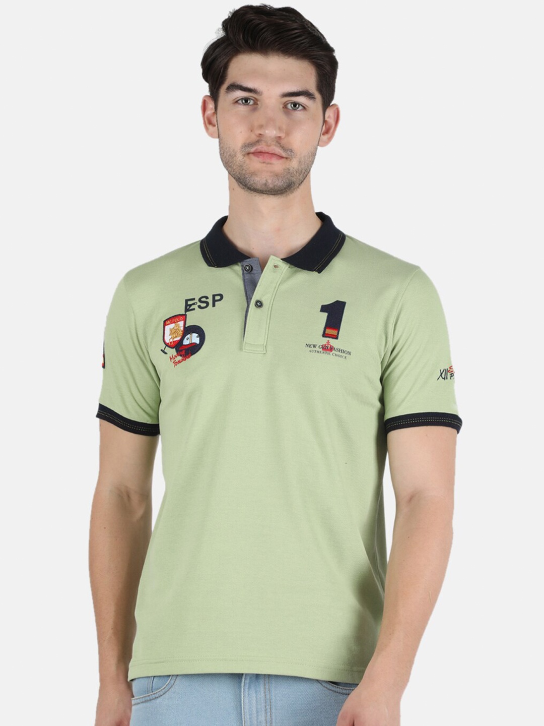 

Monte Carlo Men Green Polo Collar Slim Fit T-shirt