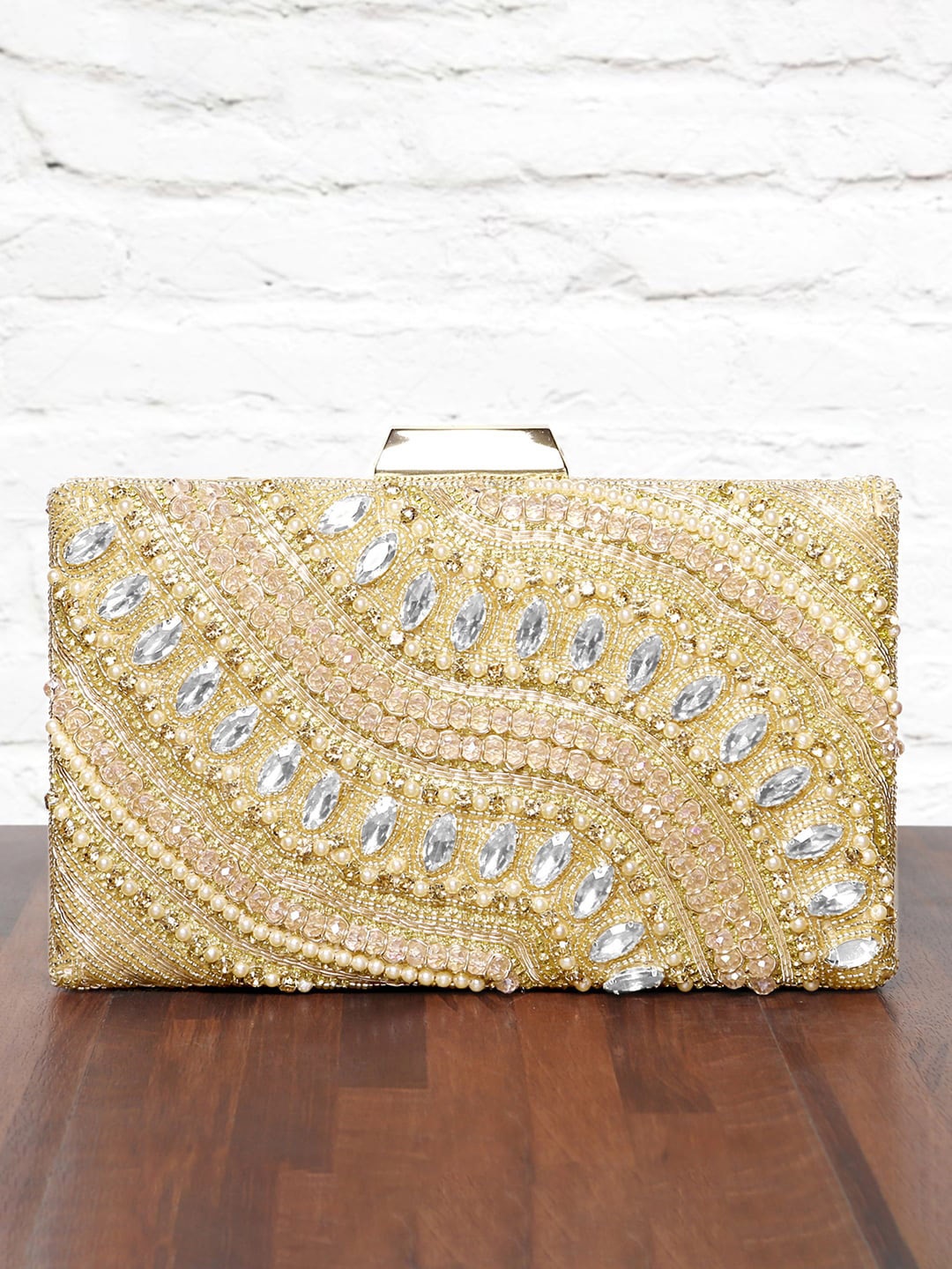 

Peora Gold-Toned Textured Purse Clutch