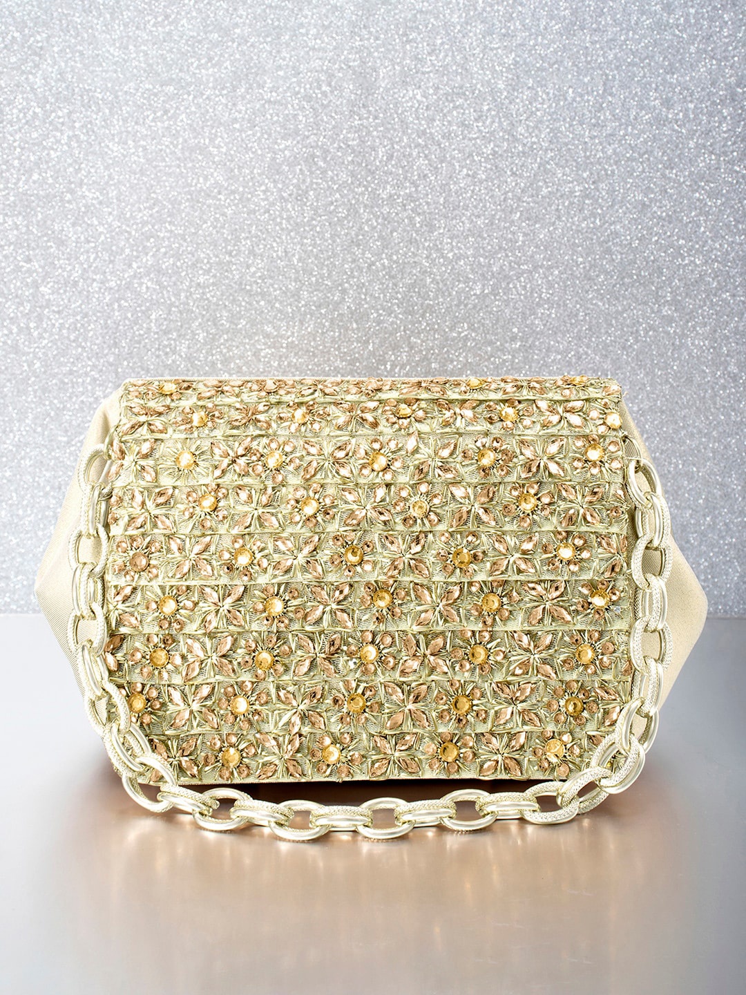 

Peora Gold-Toned Embroidered Purse Clutch