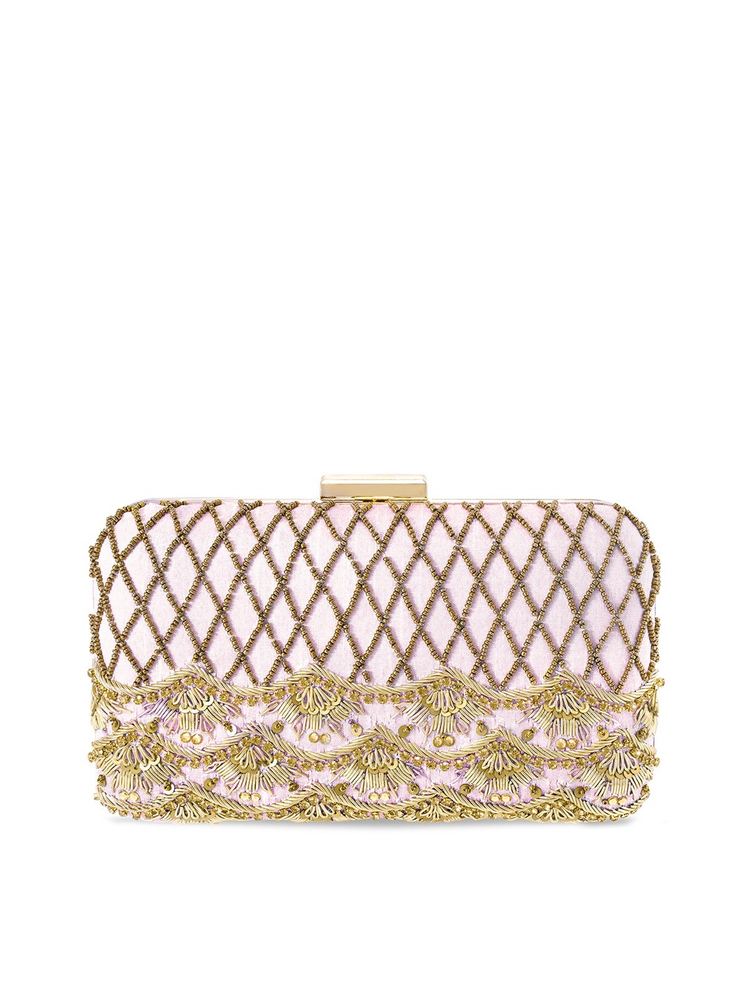 

Peora Pink & Gold-Toned Embellished Box Clutch