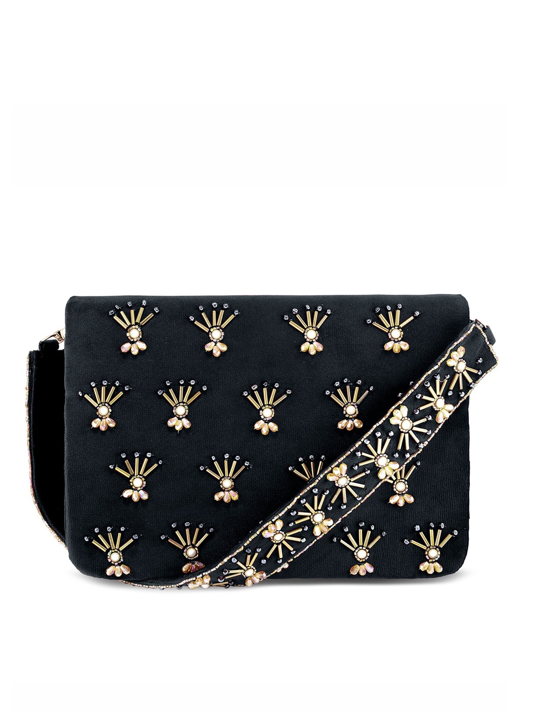 

Peora Women Black Beads Studded Embellished Clutches