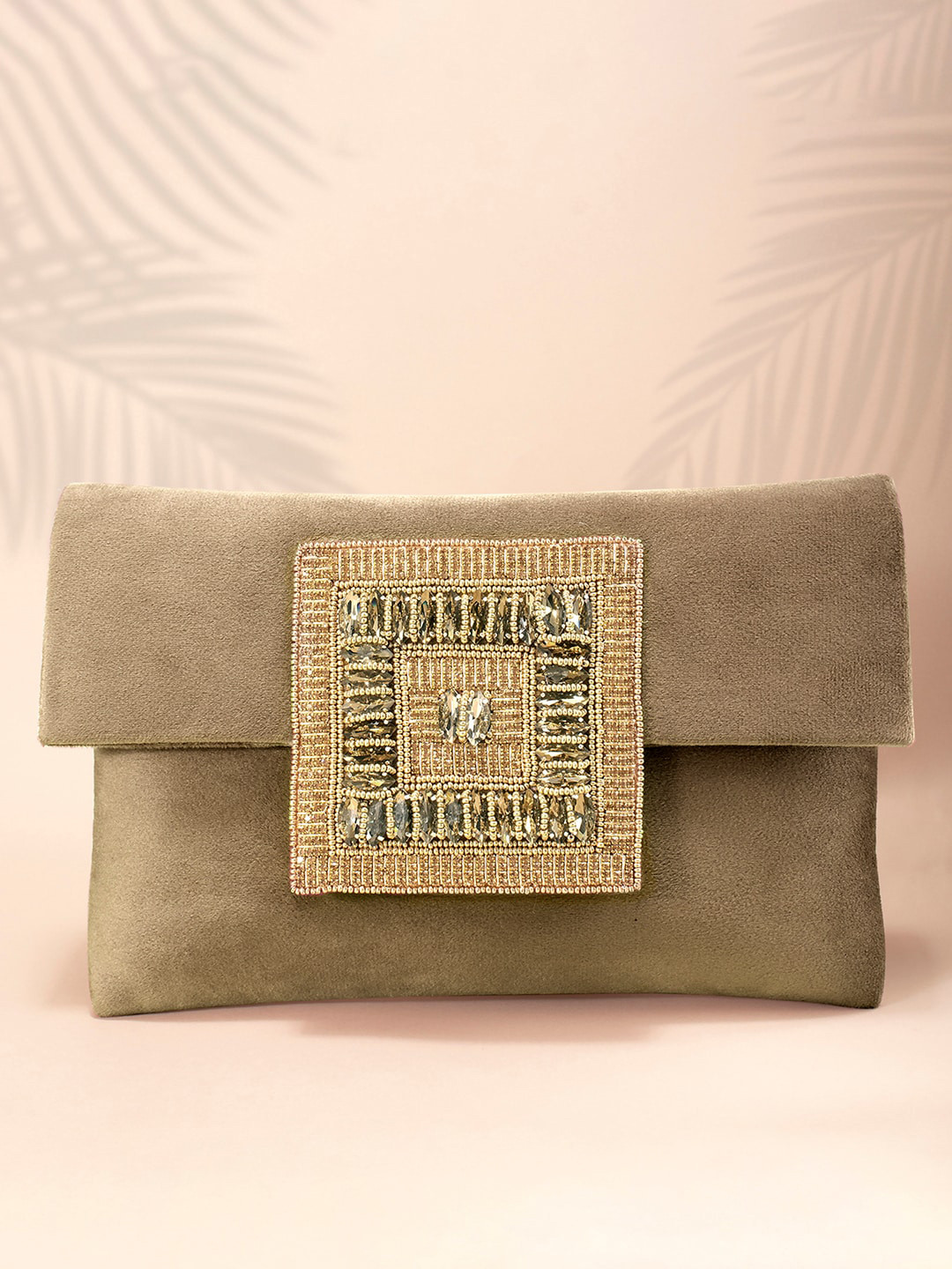 

Peora Brown Embroidered Purse Clutch