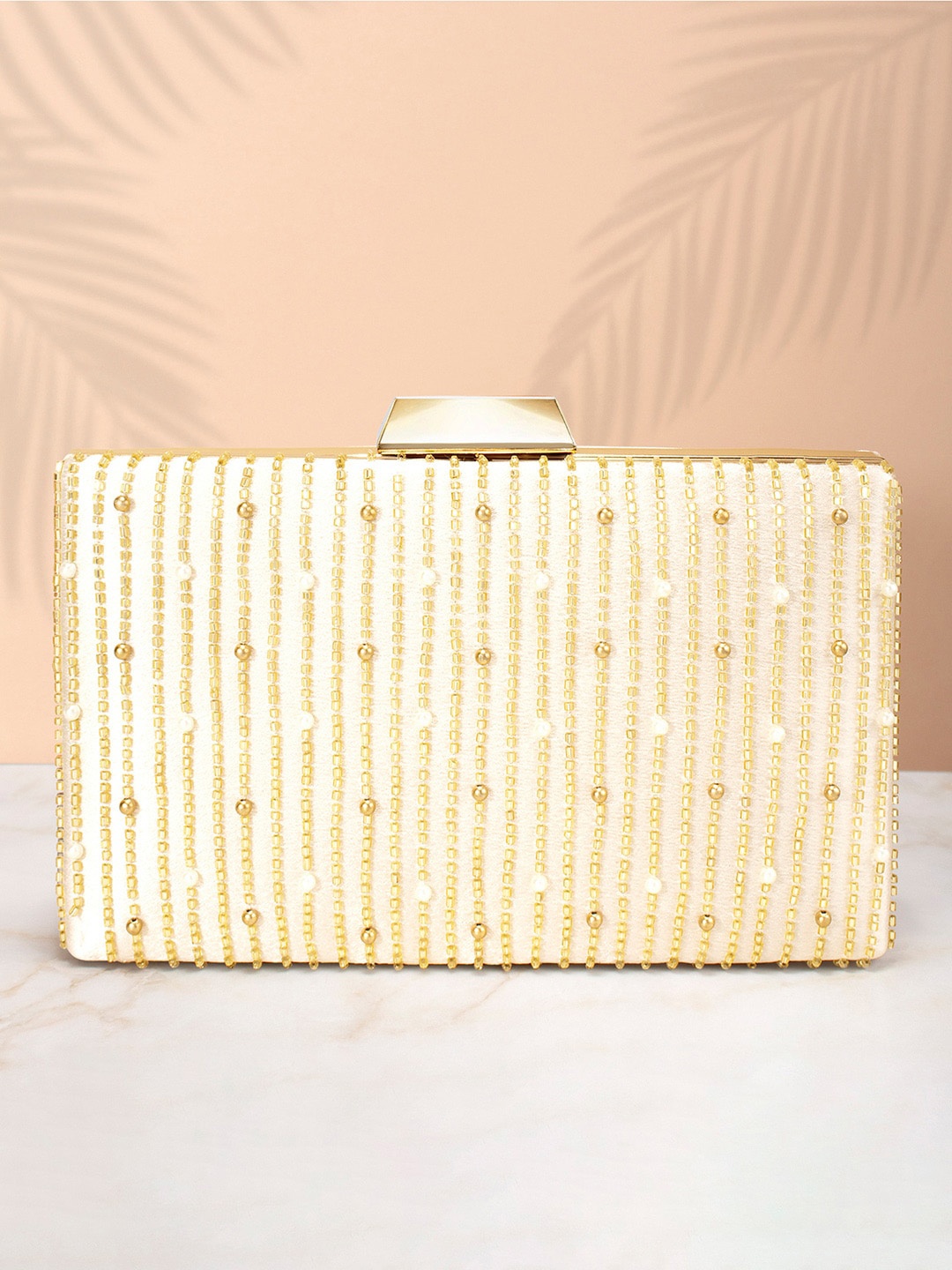 

Peora Women Gold Sequins And Beads Studded Embellished Clutches