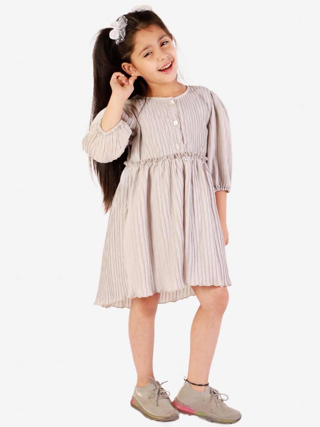 

KidsDew Girls Grey Striped Dress