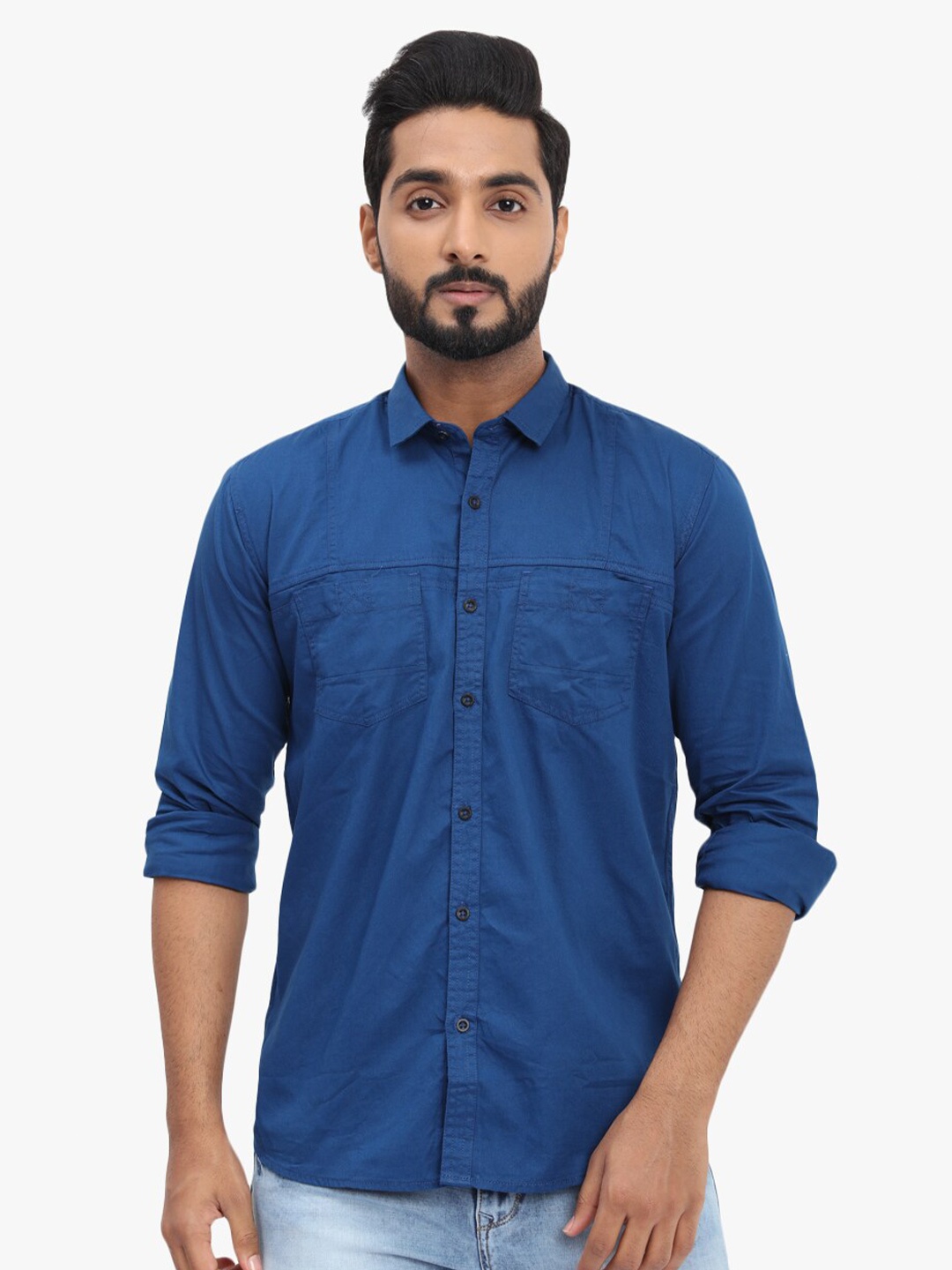 

DCot By Donear Men Blue Comfort Casual Shirt