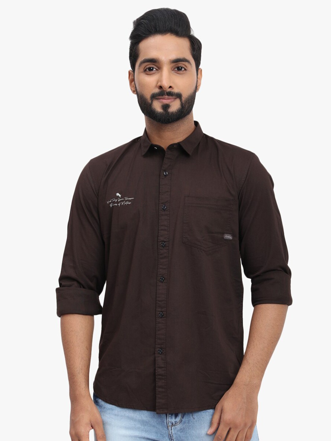 

DCot By Donear Men Brown Comfort Casual Shirt