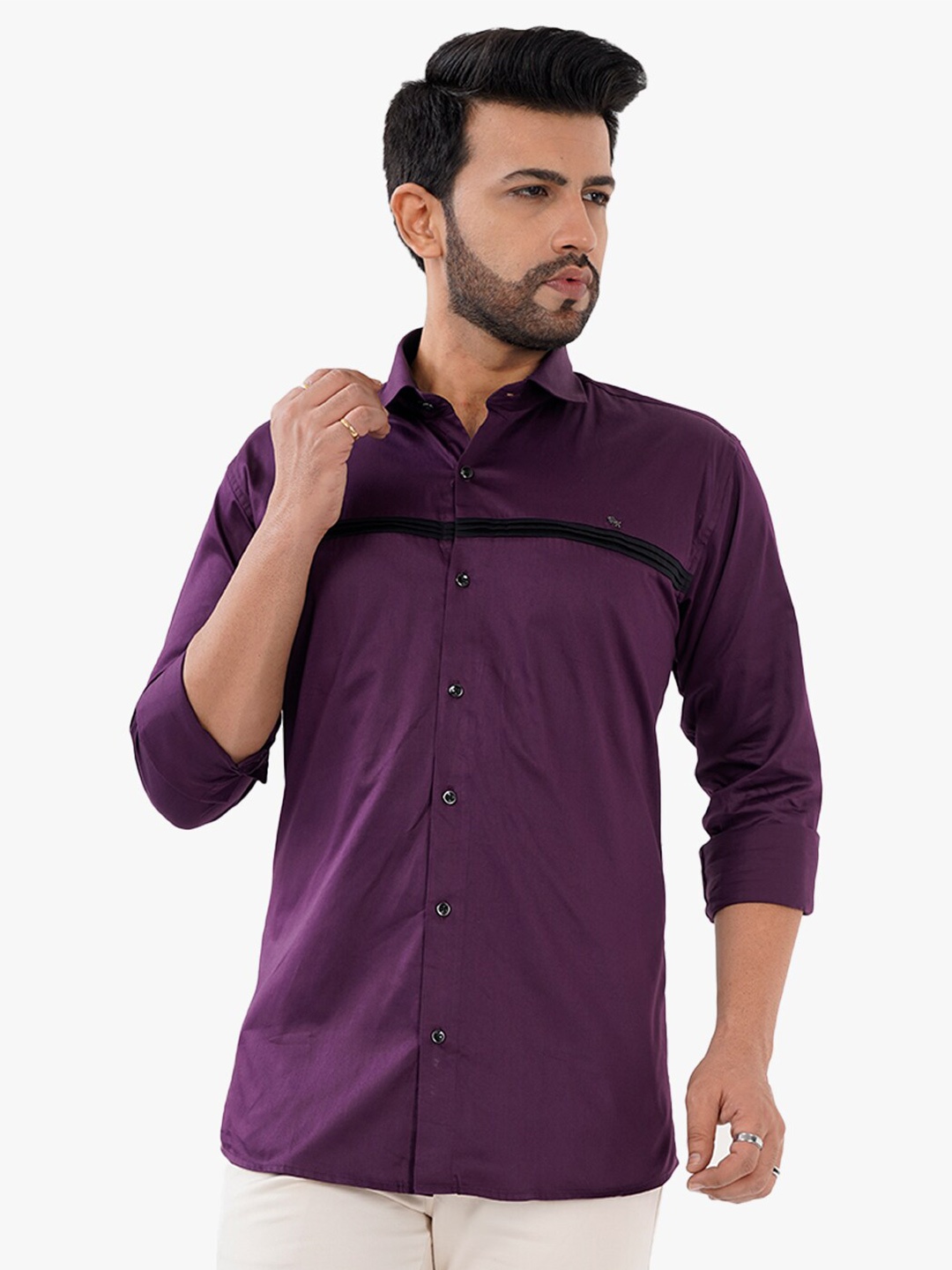 

DCot By Donear Men Purple Comfort Casual Cotton Shirt