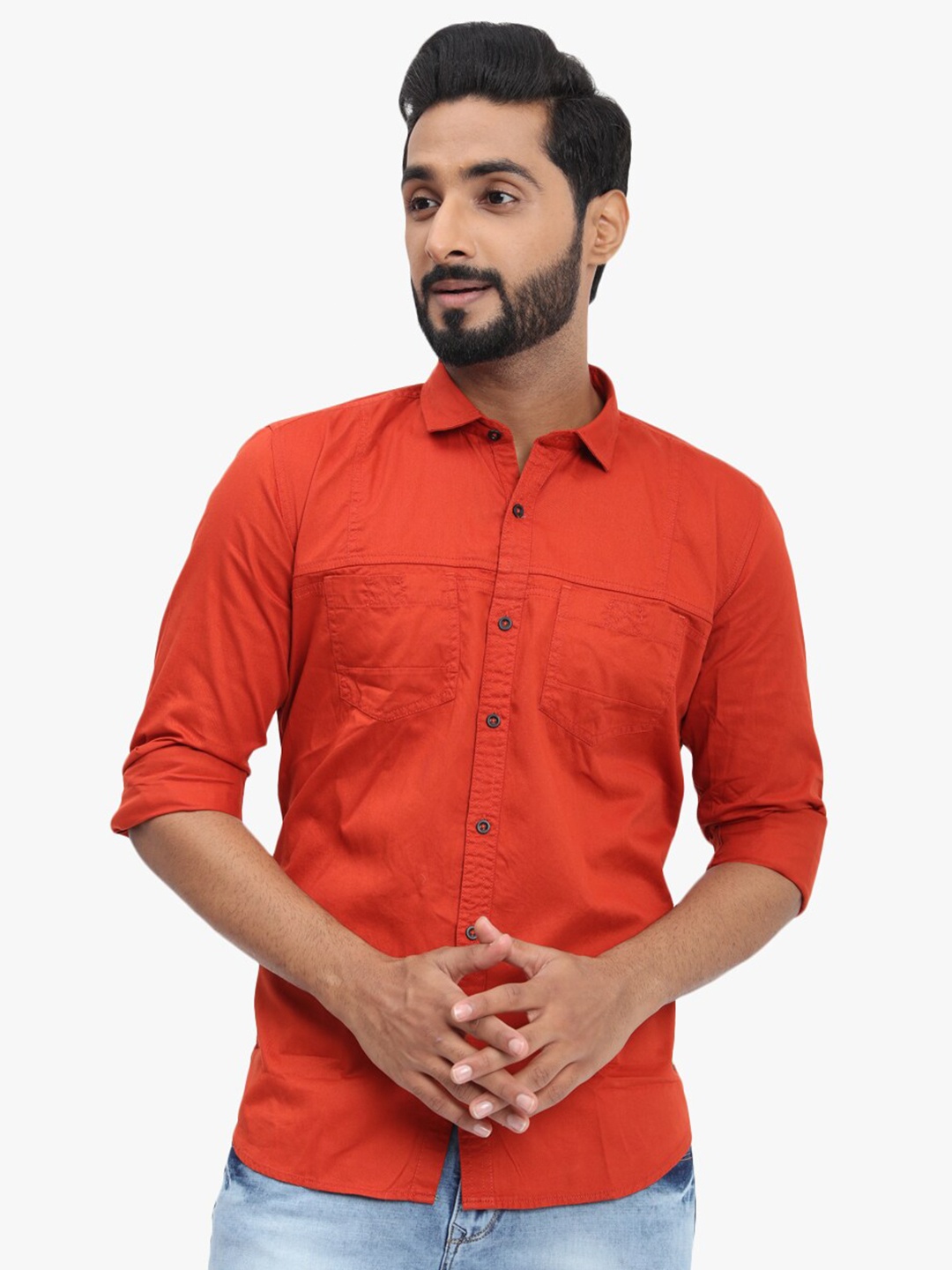 

DCot By Donear Men Red Comfort Casual Shirt
