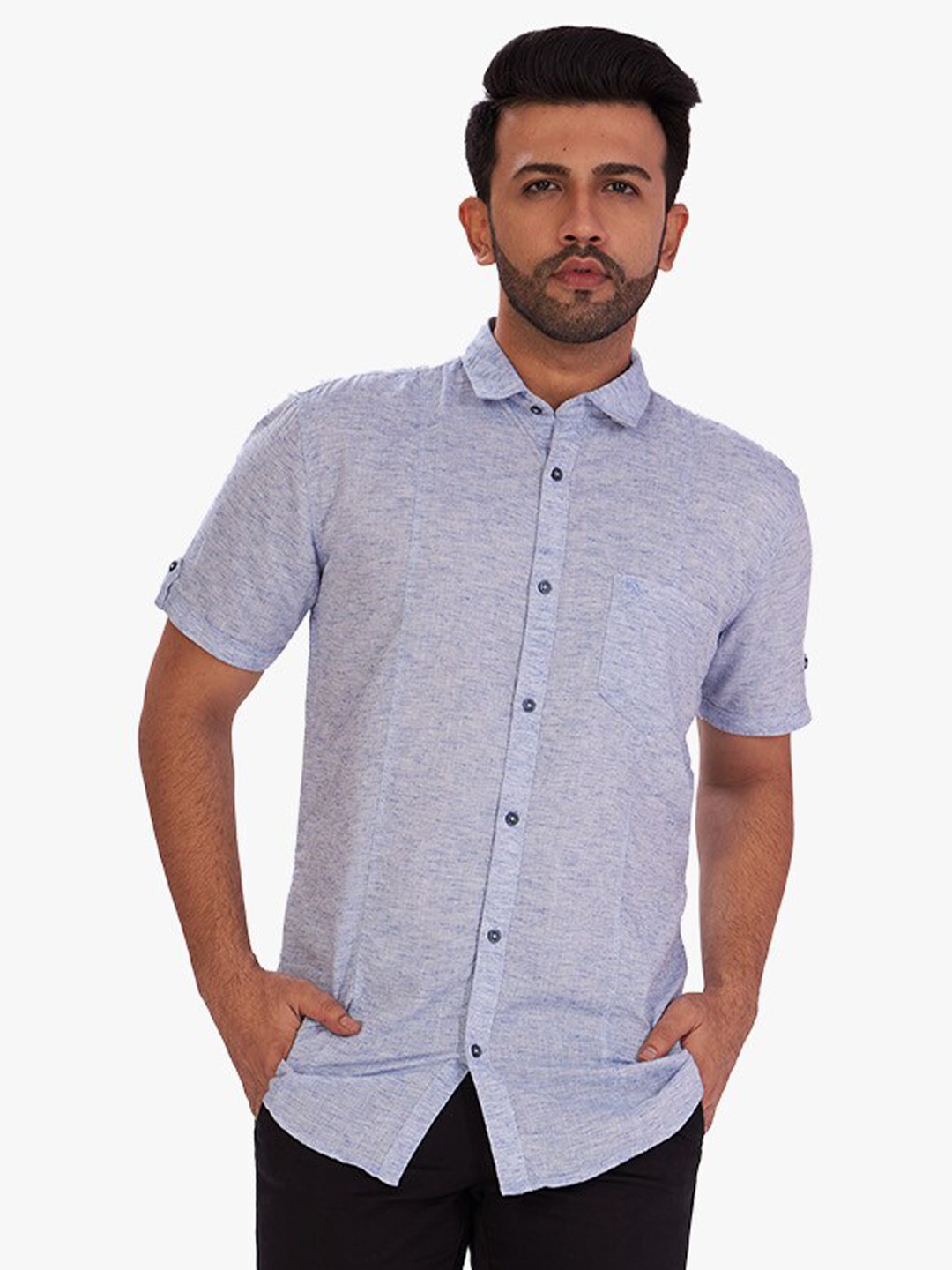 

DCot By Donear Men Blue Comfort Printed Casual Shirt