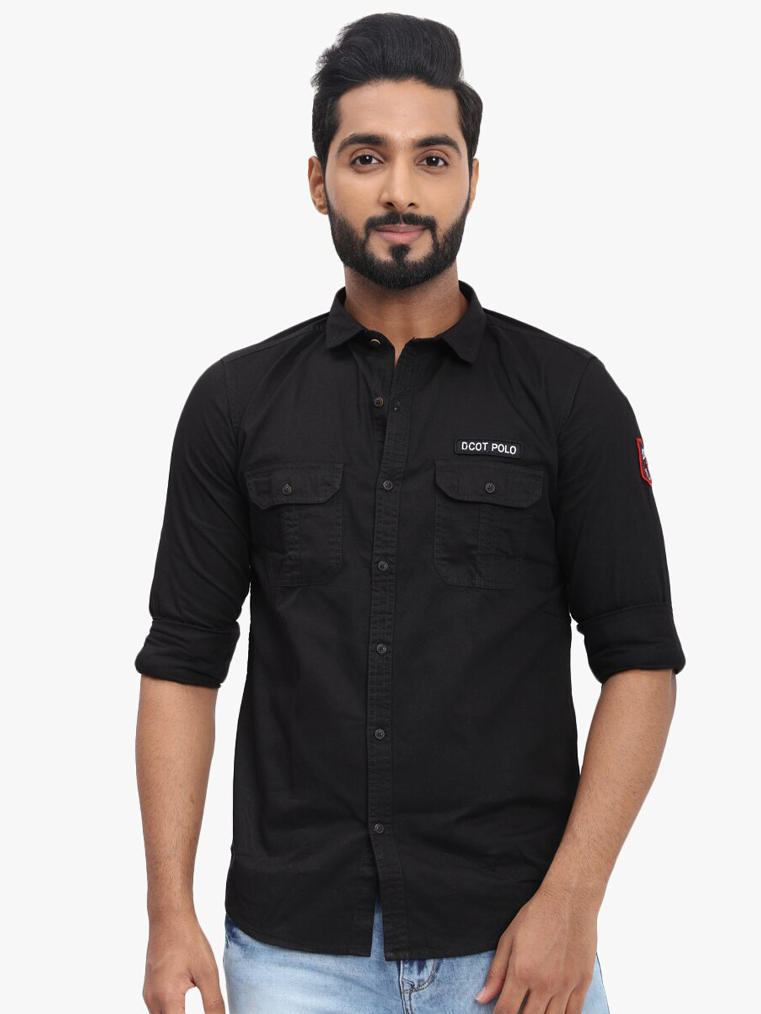 

DCot By Donear Men Black Comfort Casual Cotton Shirt