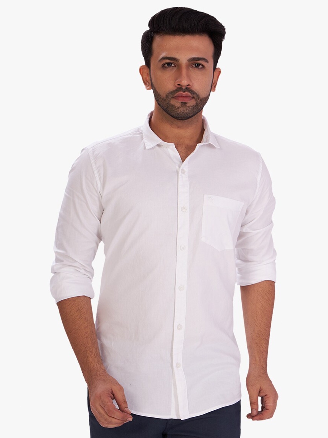 

DCot By Donear Men White Comfort Casual Cotton Shirt