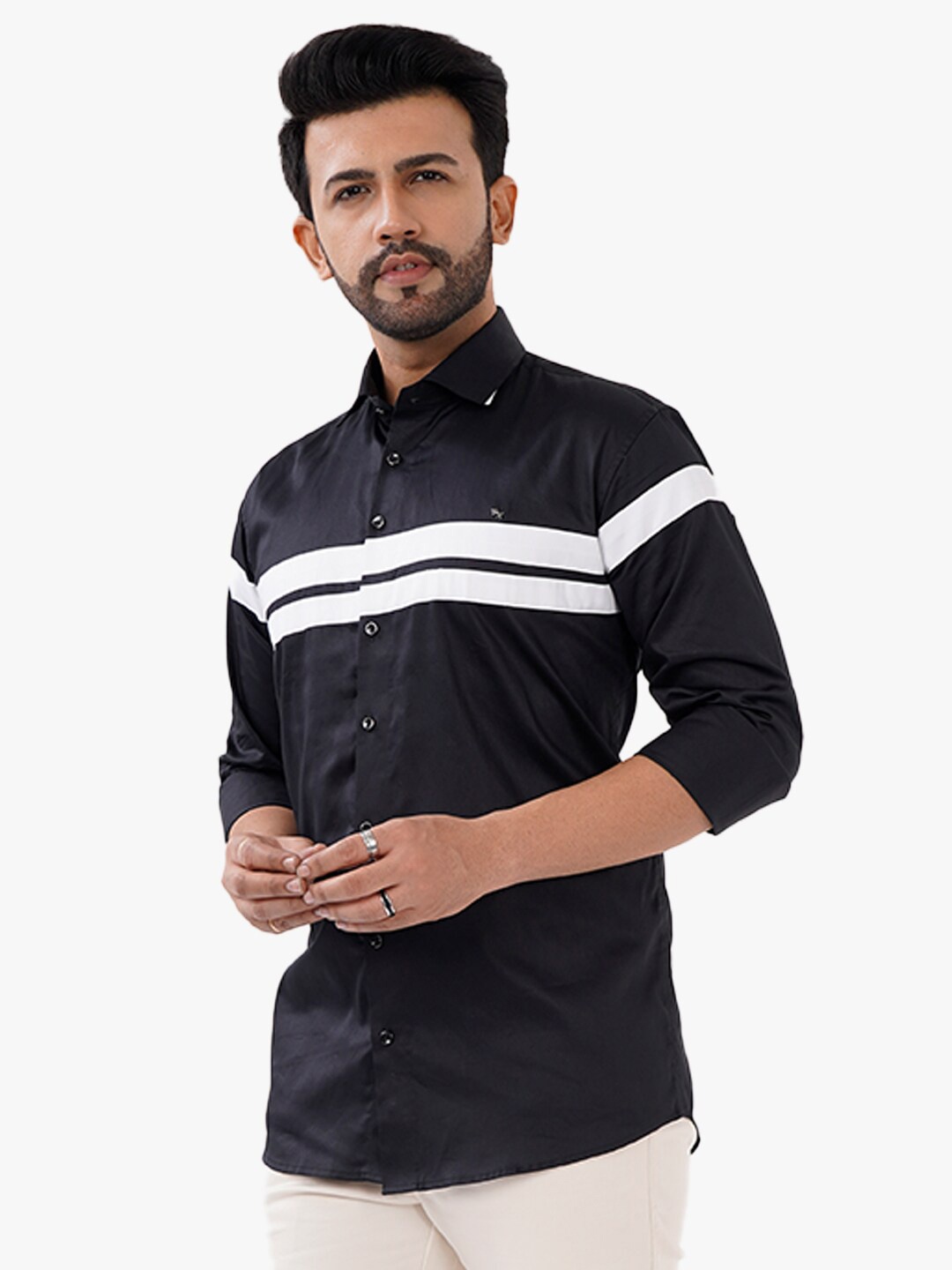 

DCot By Donear Men Black Comfort Casual Cotton Shirt