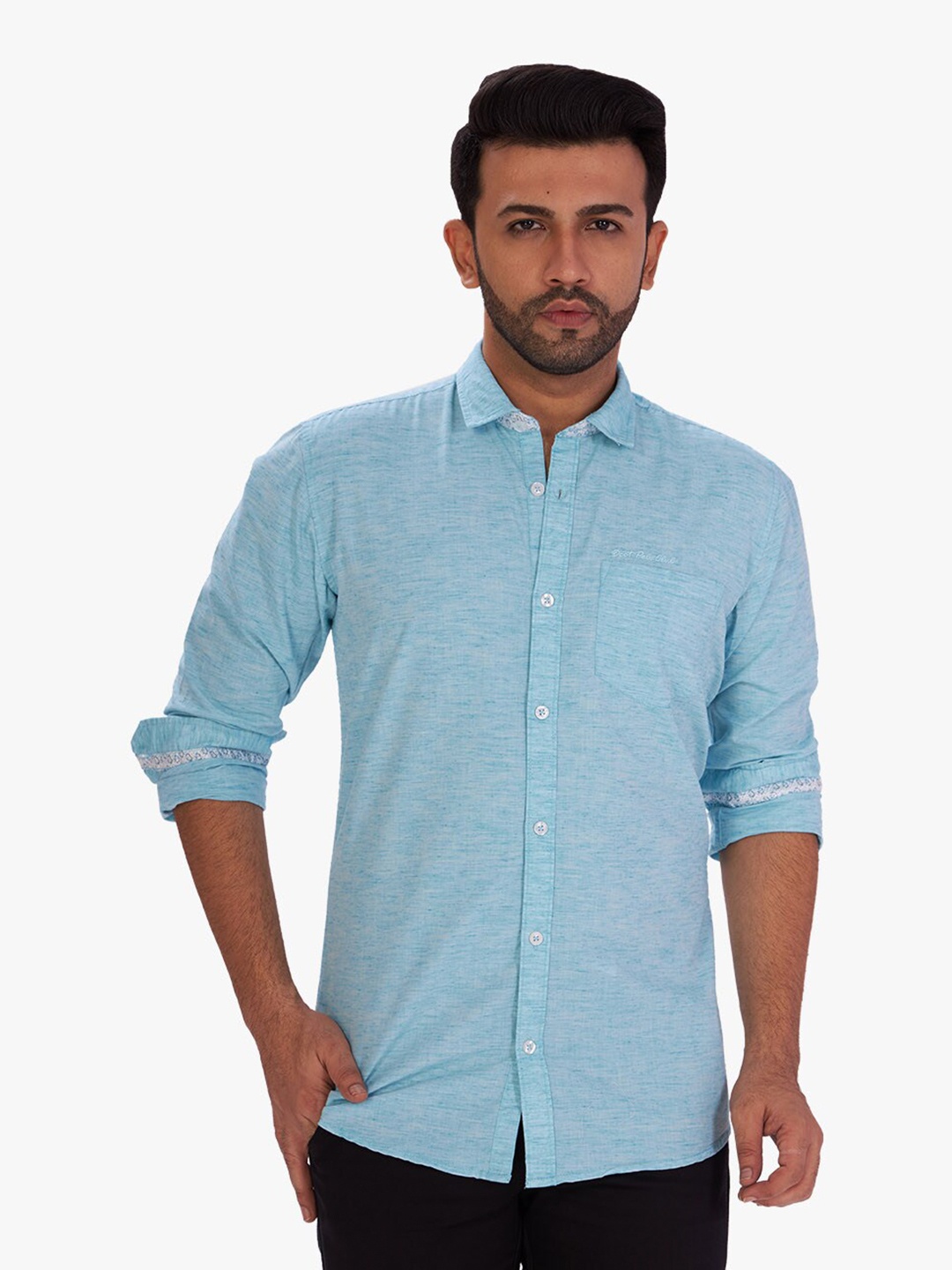 

DCot By Donear Men Blue Comfort Casual Cotton Shirt