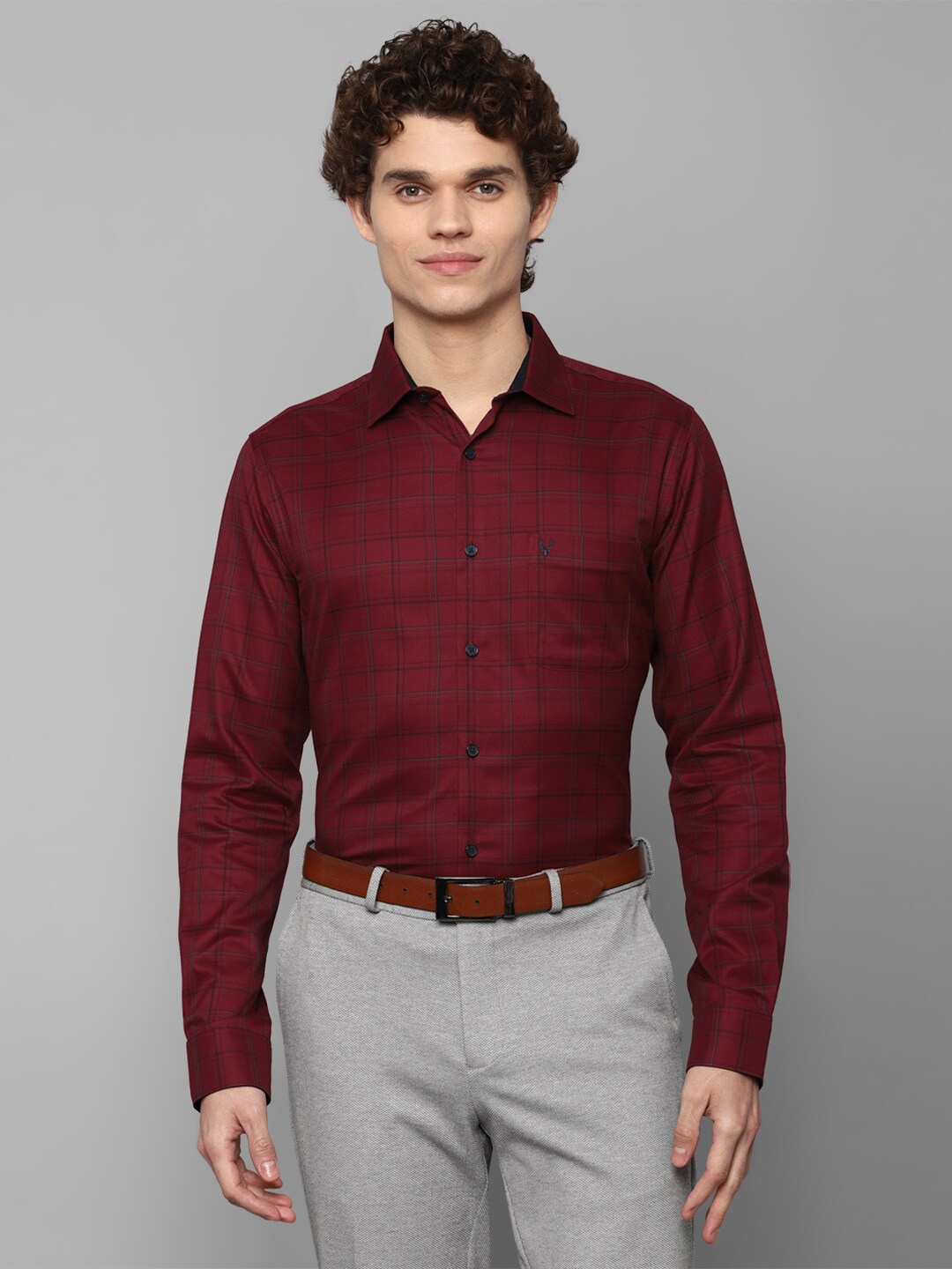 

Allen Solly Men Maroon Slim Fit Checked Formal Cotton Shirt
