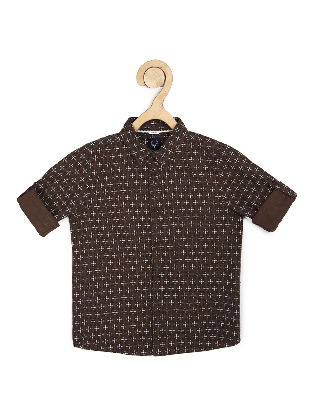 

Allen Solly Junior Boys Brown Slim Fit Printed Casual Cotton Shirt