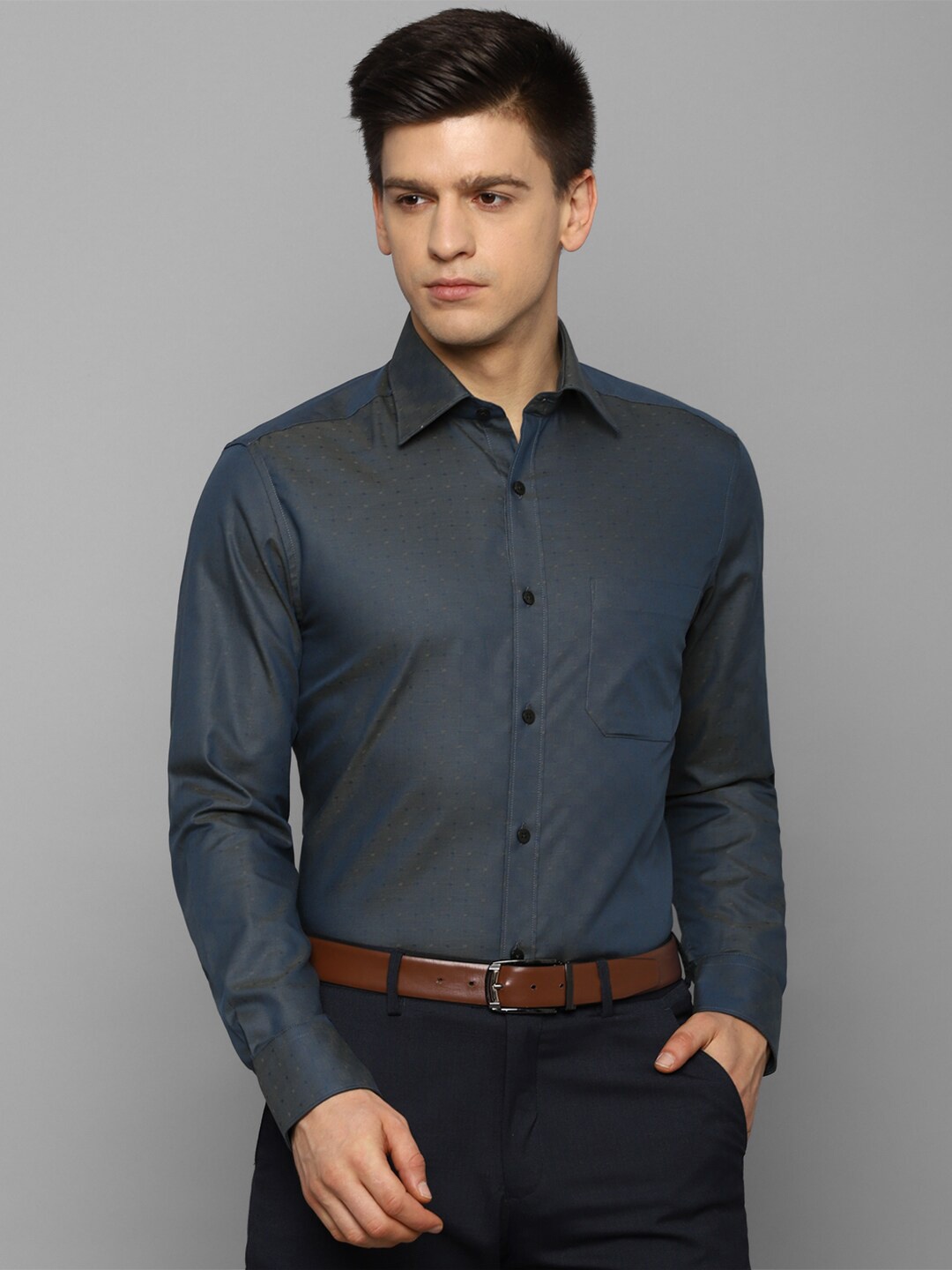 

Louis Philippe Men Navy Blue Formal Shirt