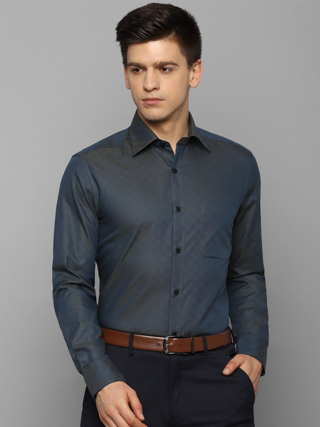 

Louis Philippe Men Navy Blue Formal Cotton Shirt