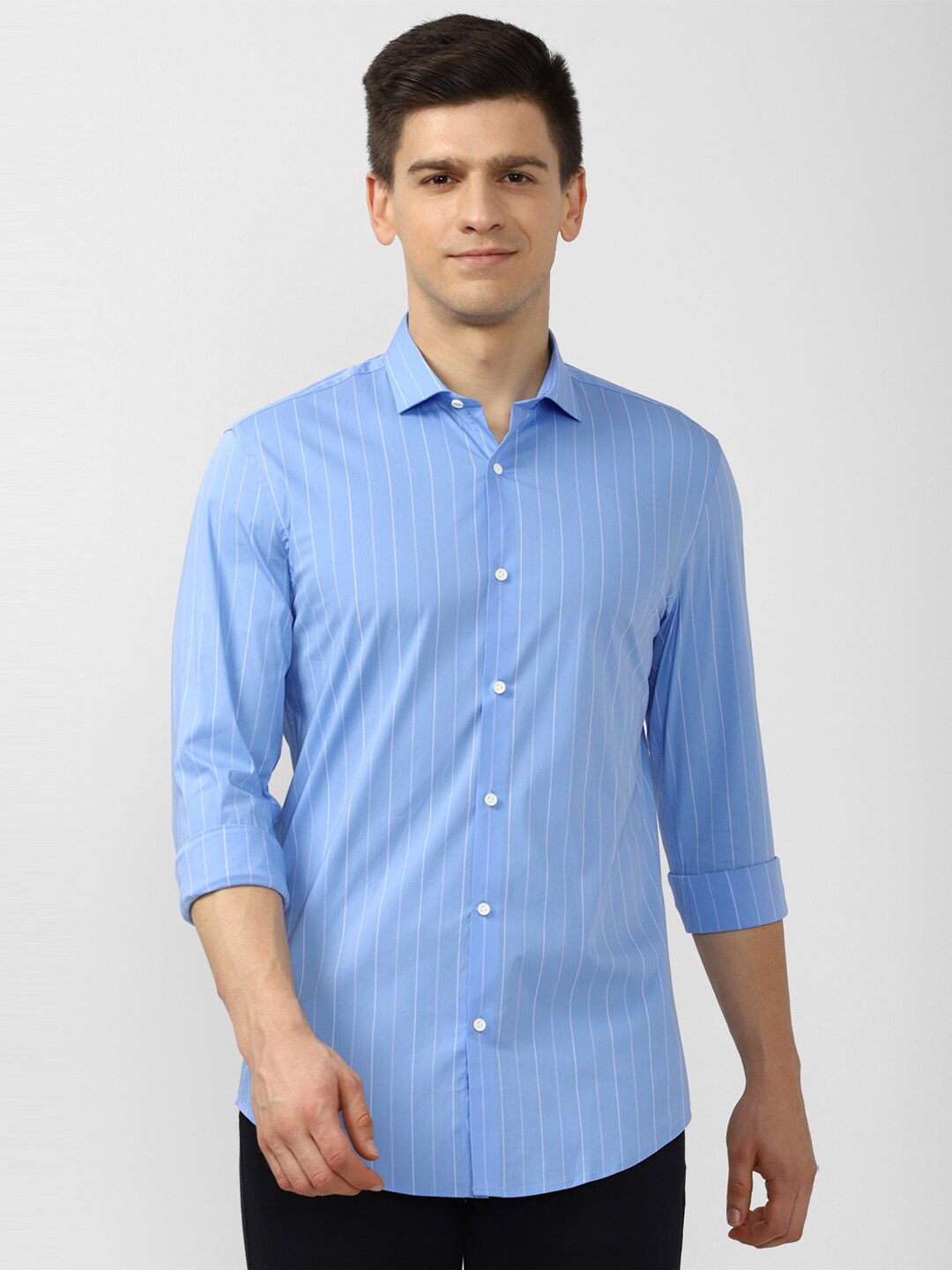 

Peter England Perform Athletic Fit Formal Full Sleeves Shirt, Blue