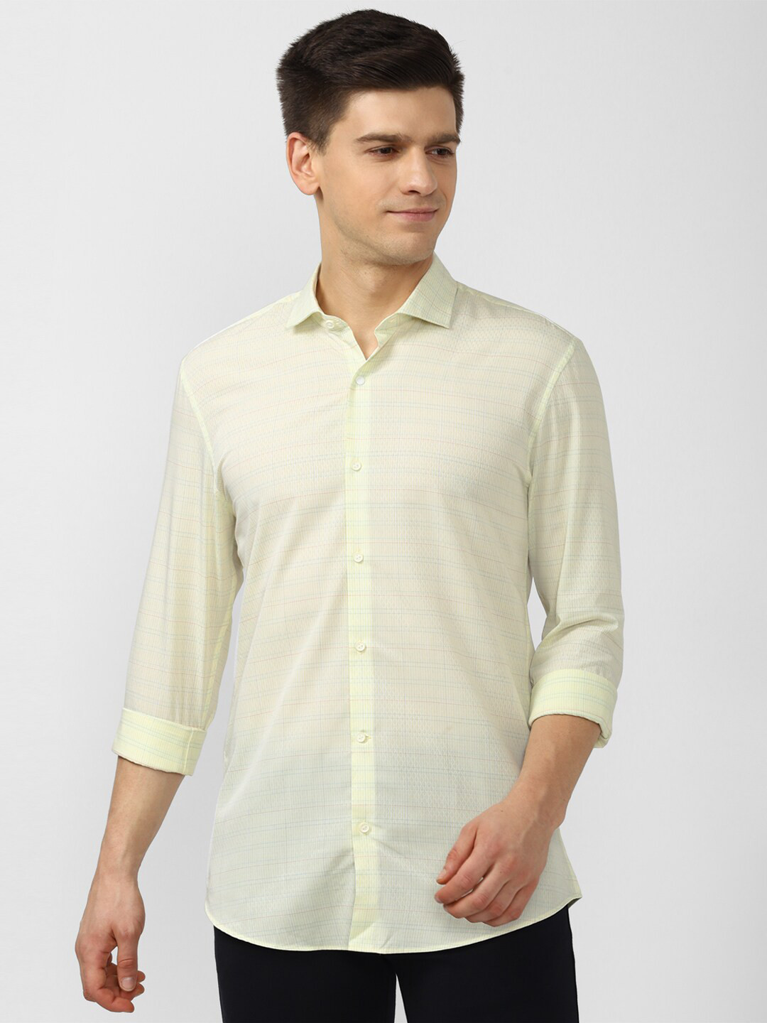 

Peter England Men Yellow Slim Fit Horizontal Striped Casual Shirt