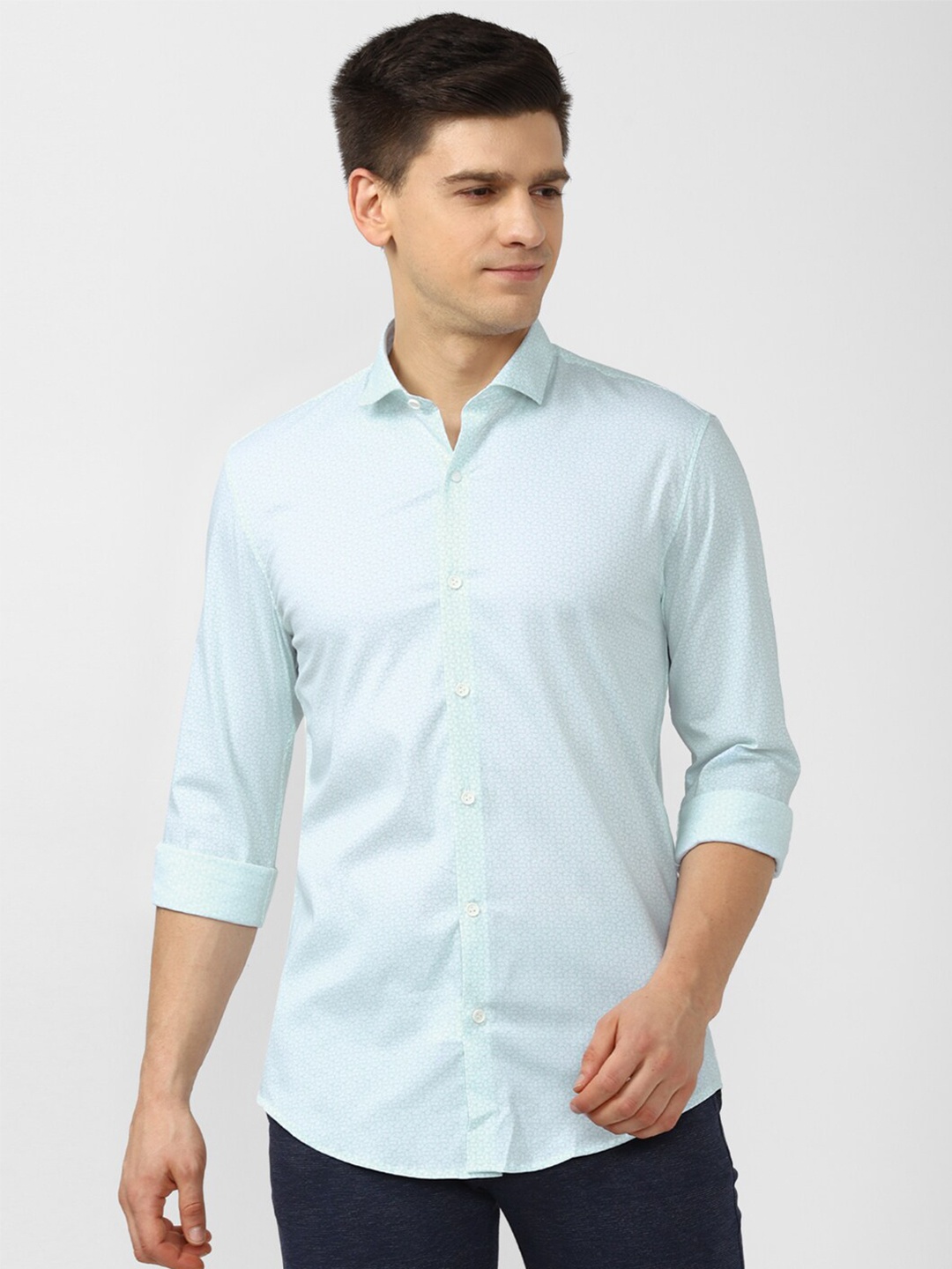 

Peter England Men Green Printed Slim Fit Casual Shirt
