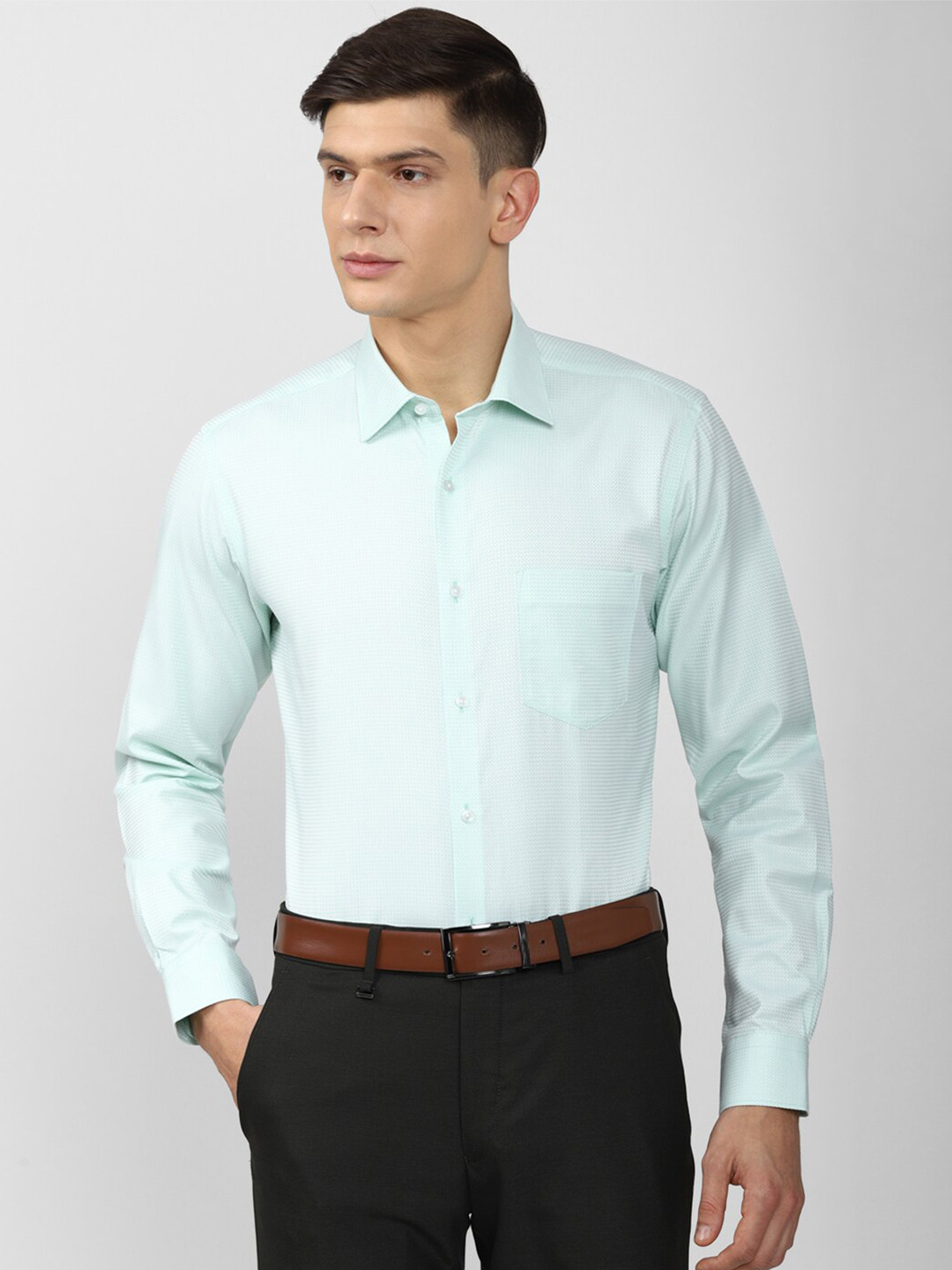 

Van Heusen Men Green Pure Cotton Formal Shirt