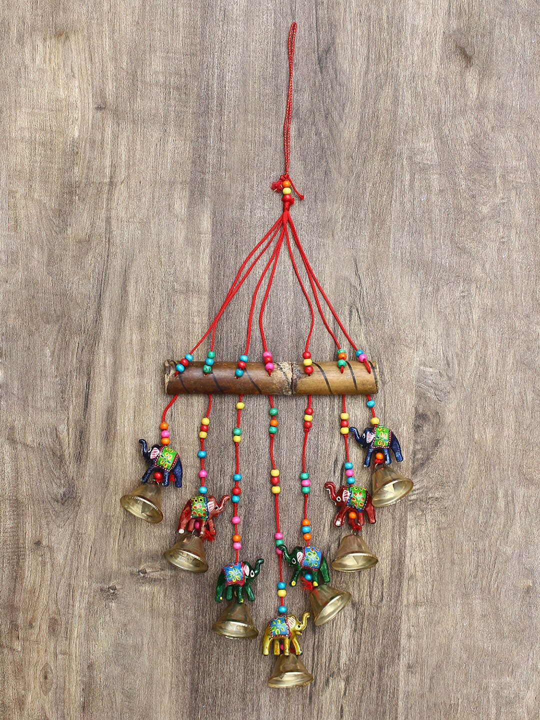 

eCraftIndia Red & Gold Toned Handcrafted Decorative Wall Hanging Bells