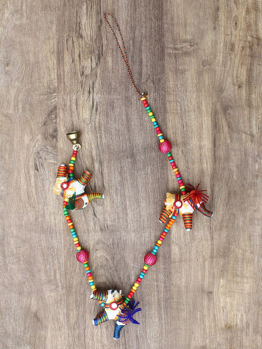 

eCraftIndia Pink Blue & Green Handcrafted Decorative Wall Hanging Bells