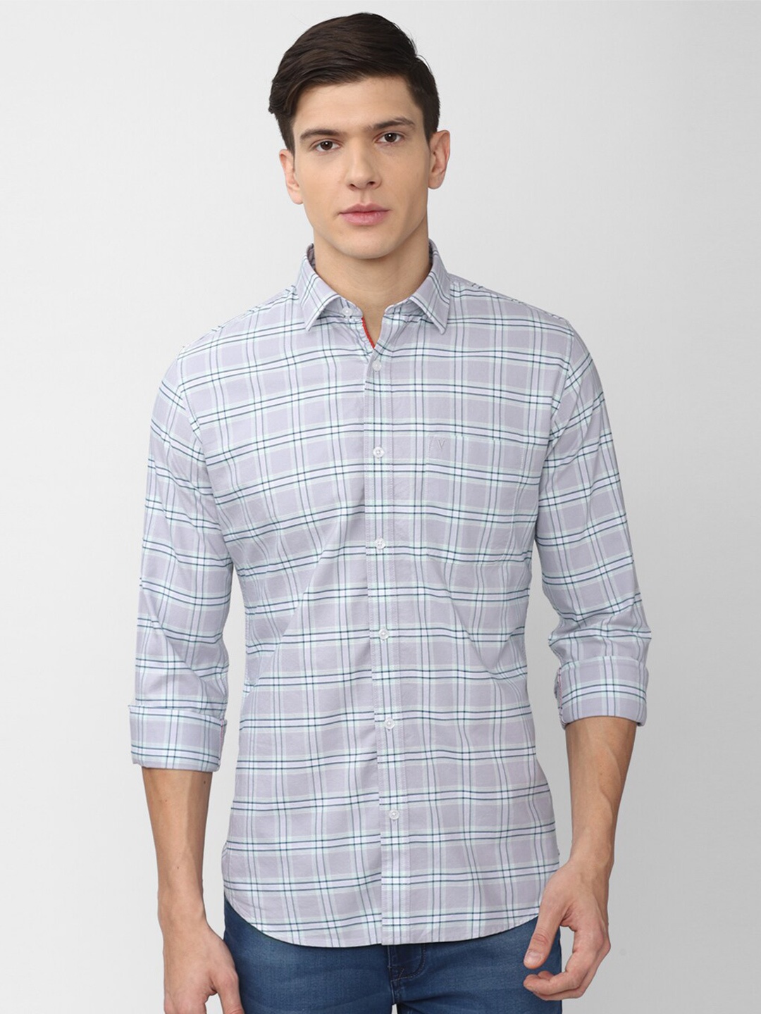 

Van Heusen Sport Men Blue Slim Fit Checked Casual Shirt