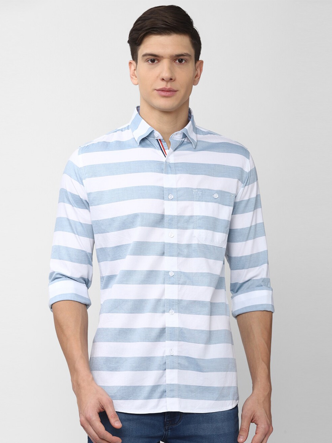 

Van Heusen Sport Men Multicoloured Slim Fit Horizontal Stripes Striped Casual Shirt, Multi