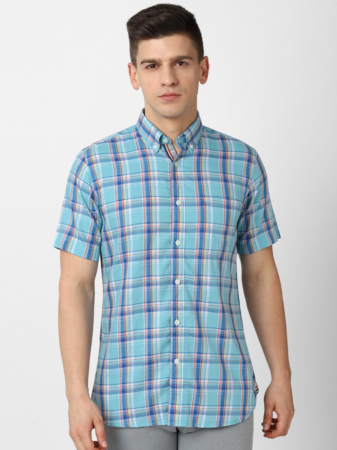 

Van Heusen Sport Men Blue Slim Fit Tartan Checks Casual Shirt