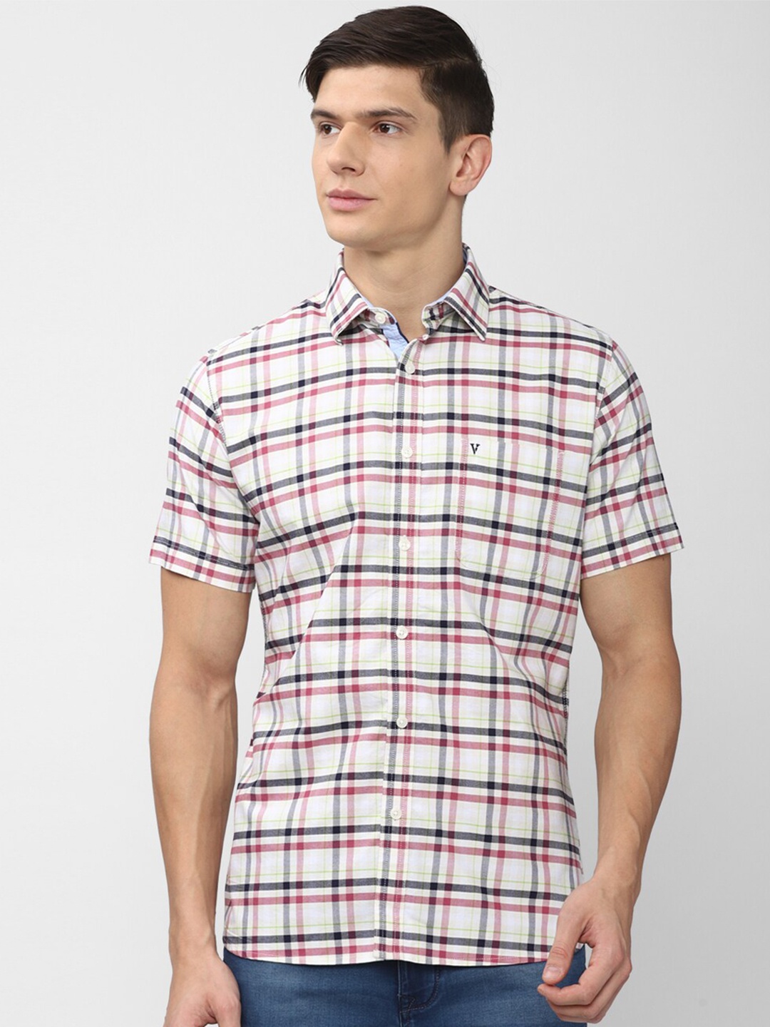 

Van Heusen Sport Men White Slim Fit Checked Casual Shirt